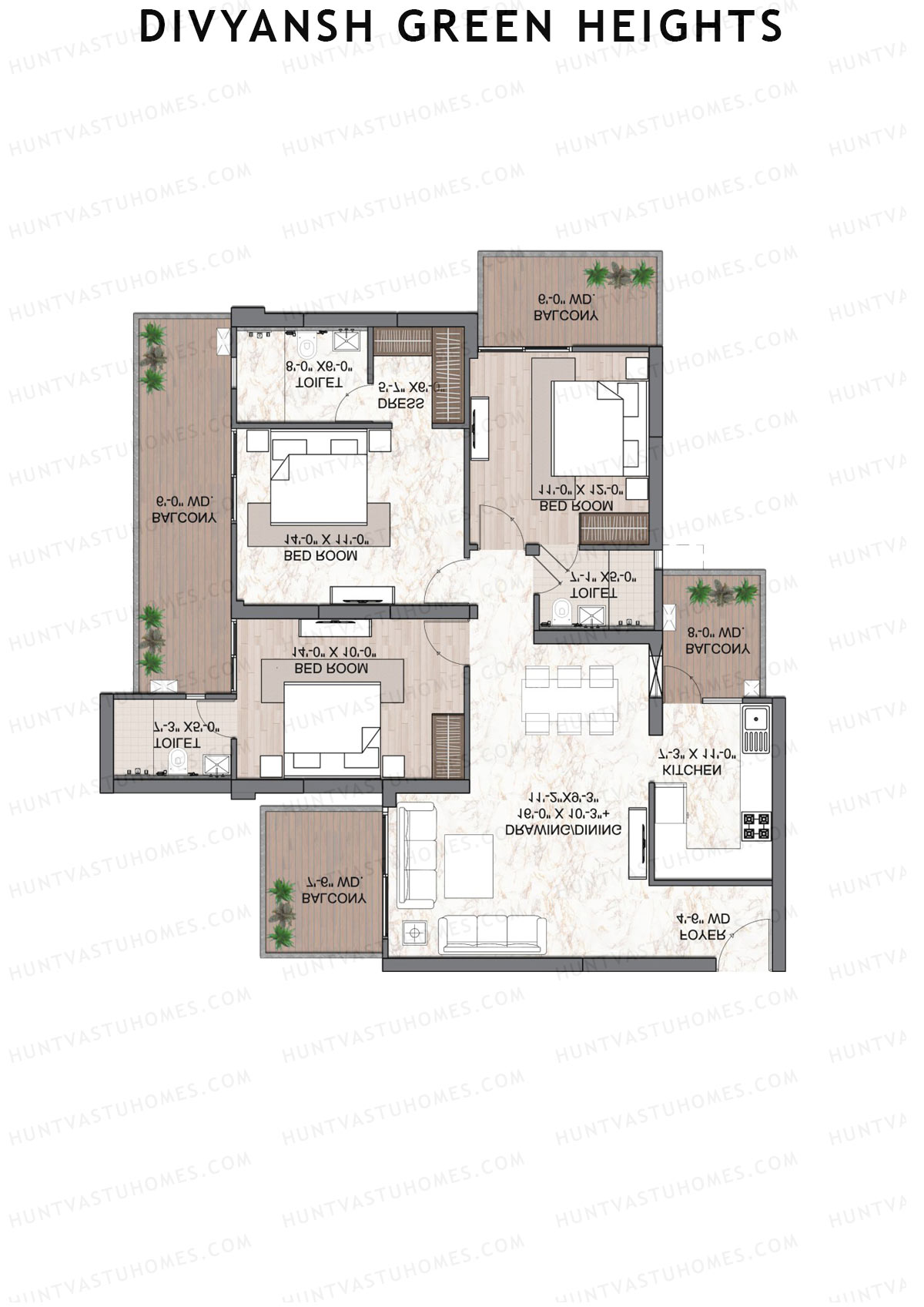 Divyansh Green Heights Tower Oak Unit 1 Floor Plan