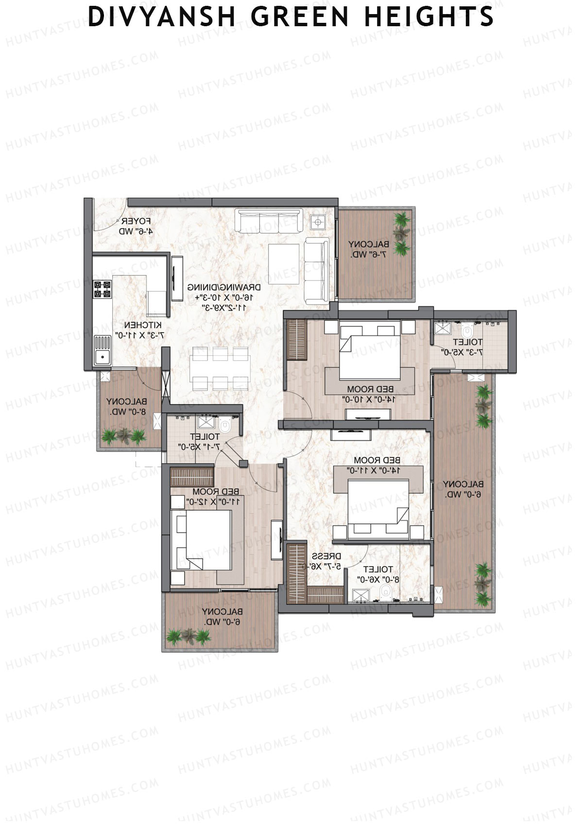 Divyansh Green Heights Tower Oak Unit 4 Floor Plan