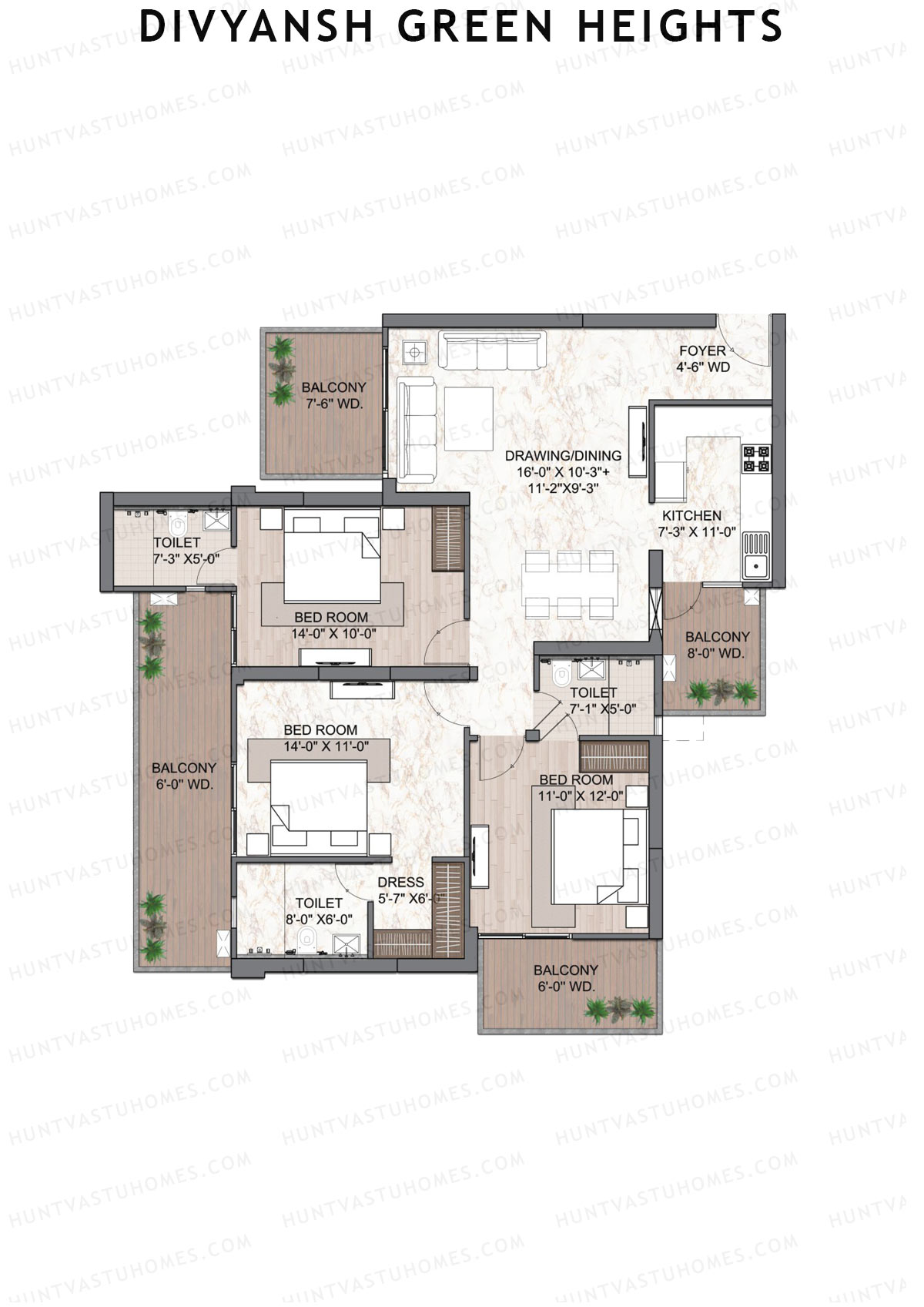 Divyansh Green Heights Tower Oak Unit 5 Floor Plan