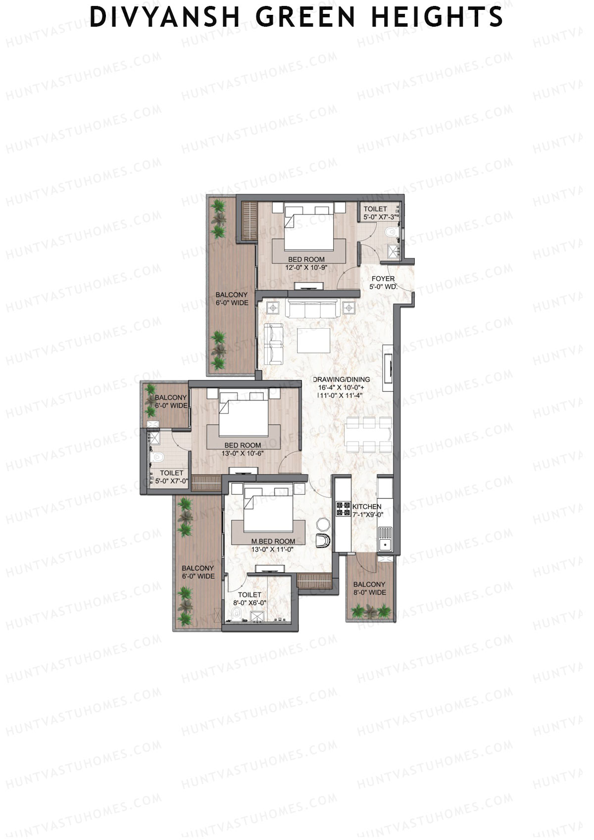 Divyansh Green Heights Tower Oak Unit 6 Floor Plan