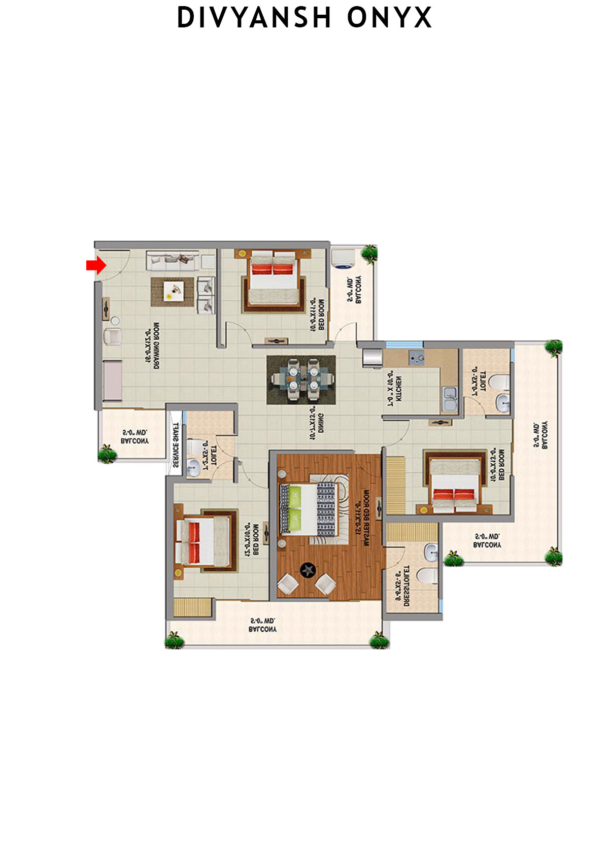 Divyansh Onyx Tower D1 Unit 1 Floor Plan