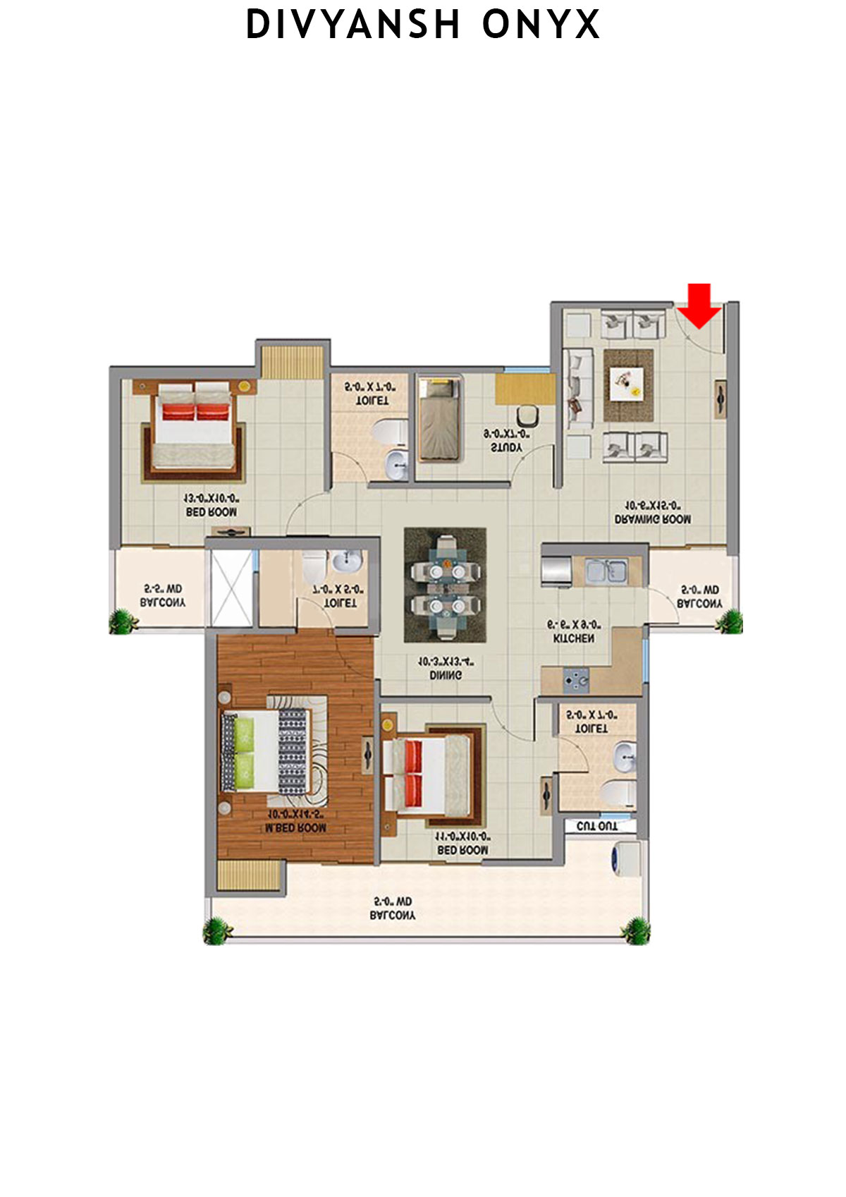Divyansh Onyx Tower D1 Unit 2 Floor Plan