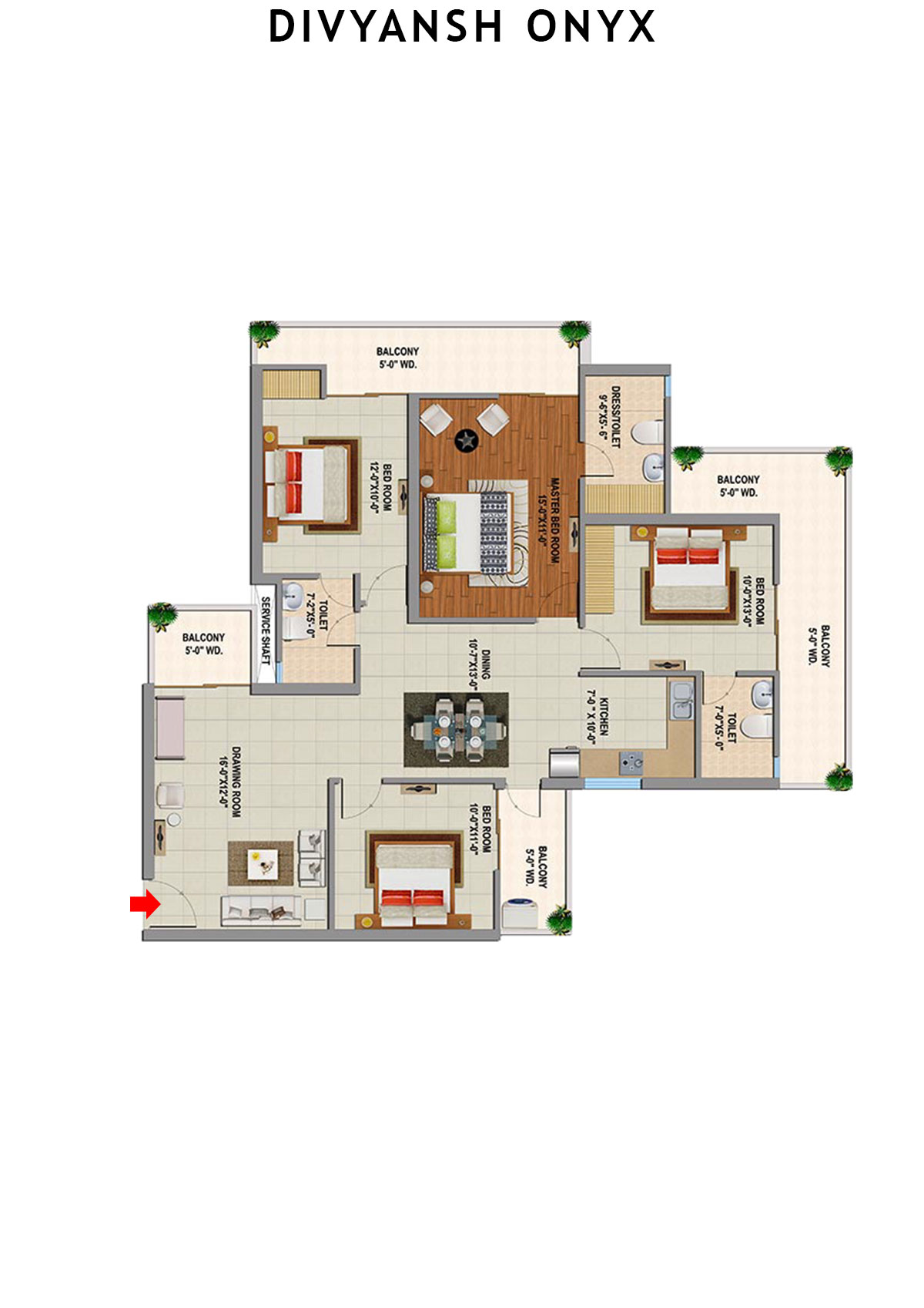 Divyansh Onyx Tower D1 Unit 4 Floor Plan