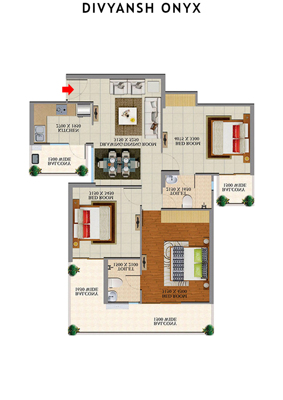 Divyansh Onyx Tower D2 Unit 4 Floor Plan