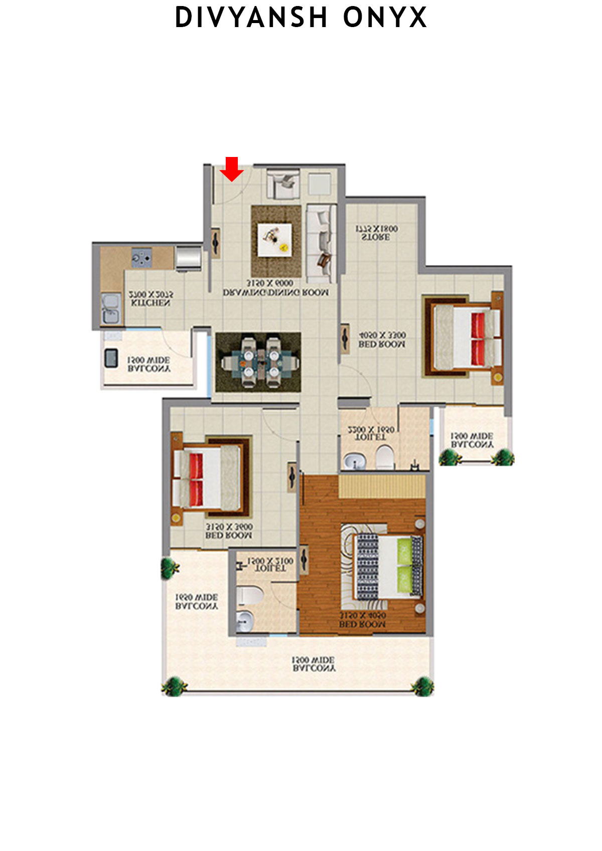 Divyansh Onyx Tower D2 Unit 5 Floor Plan