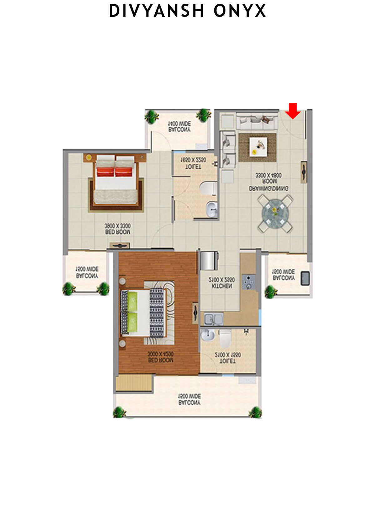 Divyansh Onyx Tower D3 Unit 1 Floor Plan