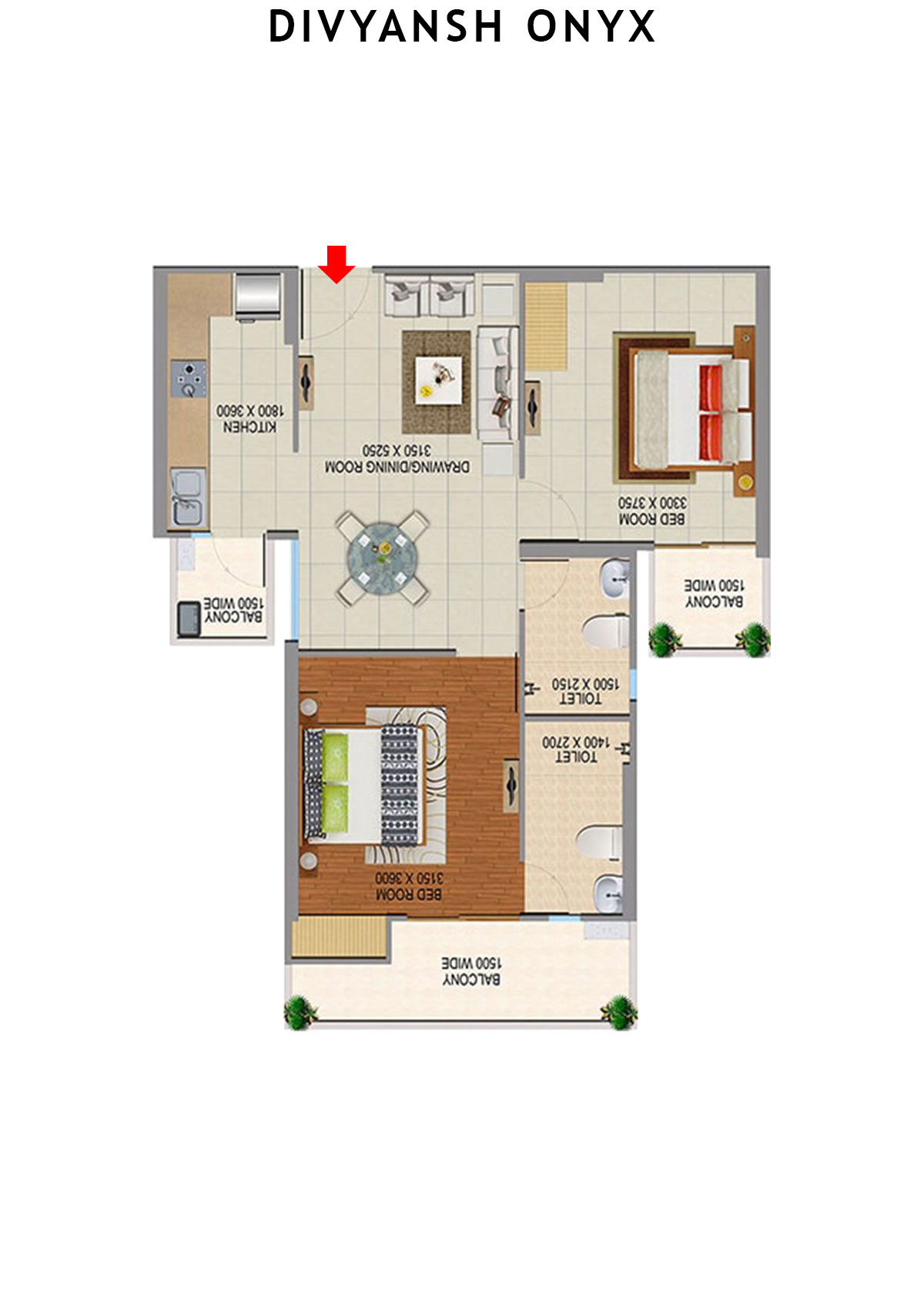 Divyansh Onyx Tower D3 Unit 2 Floor Plan