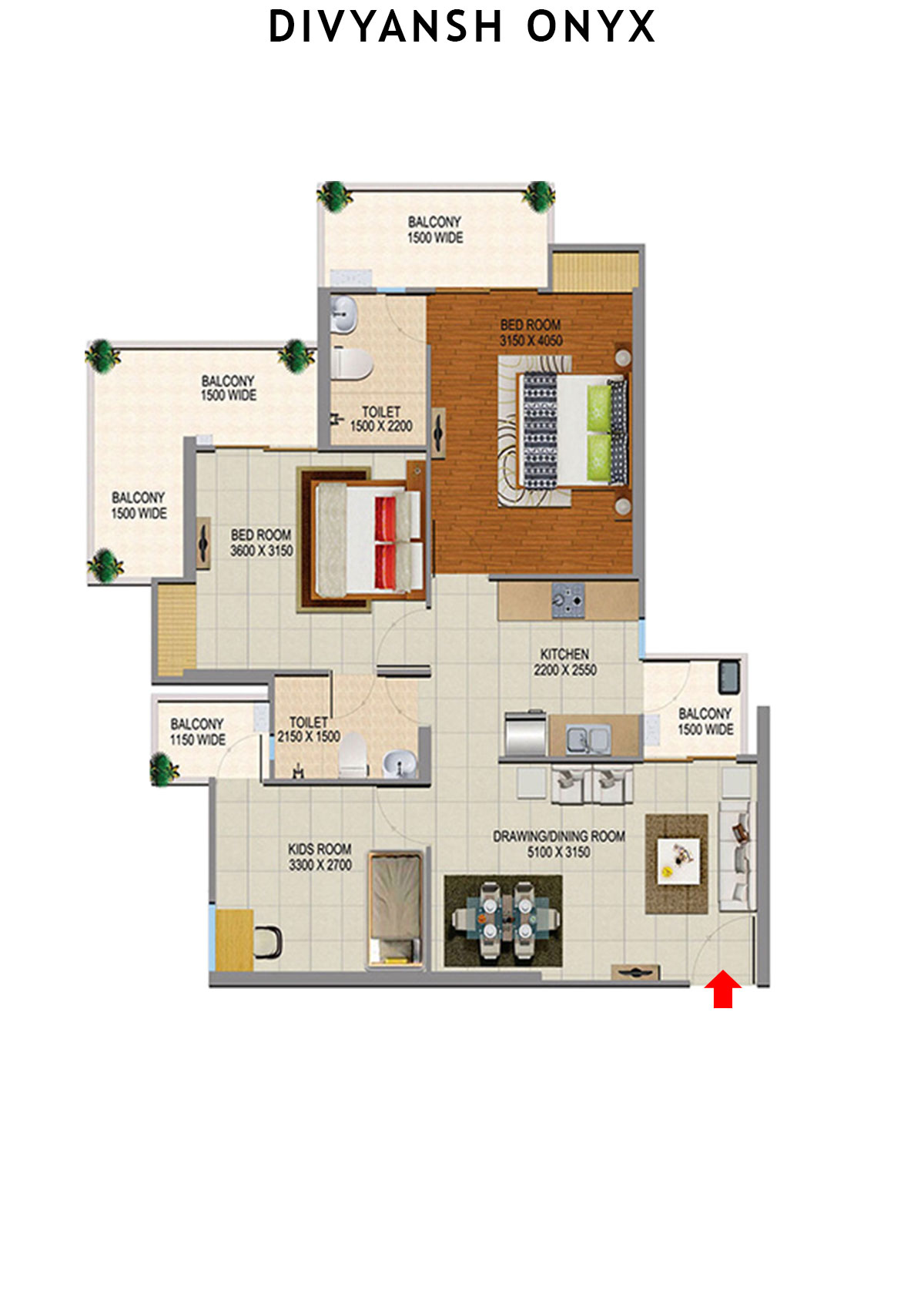 Divyansh Onyx Tower D3 Unit 7 Floor Plan