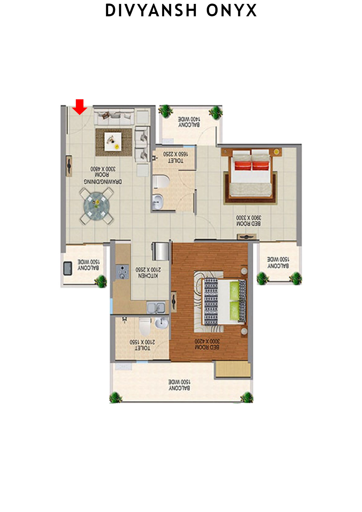 Divyansh Onyx Tower D4 Unit 1 Floor Plan