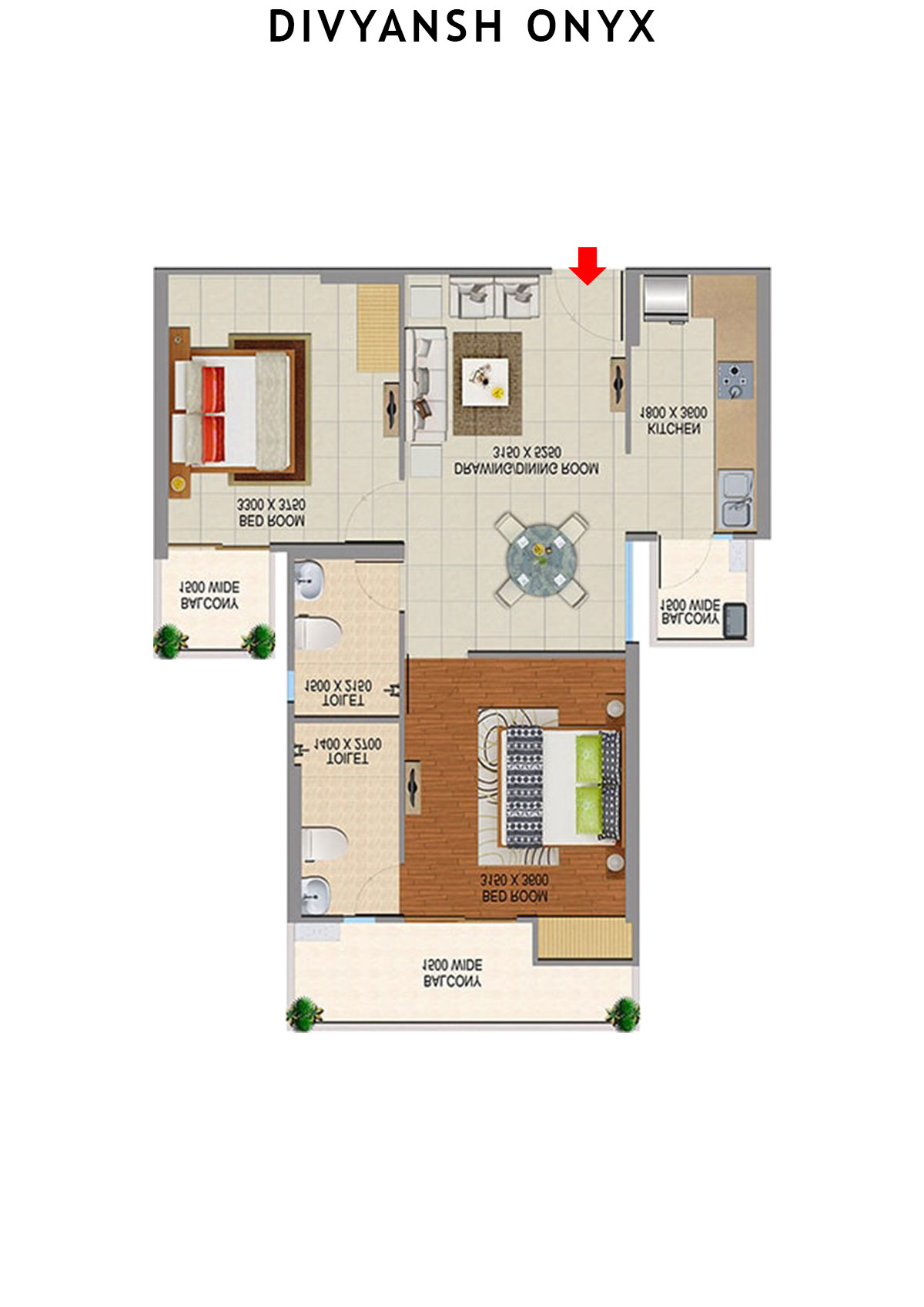 Divyansh Onyx Tower D4 Unit 2 Floor Plan