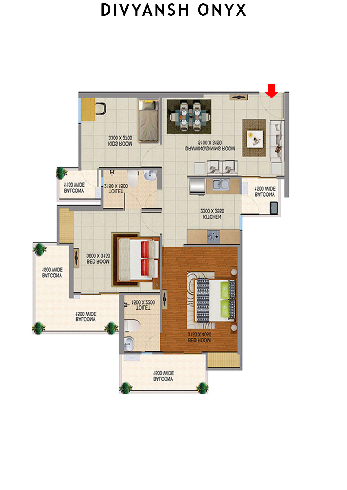 Divyansh Onyx Tower D4 Unit 3 Floor Plan