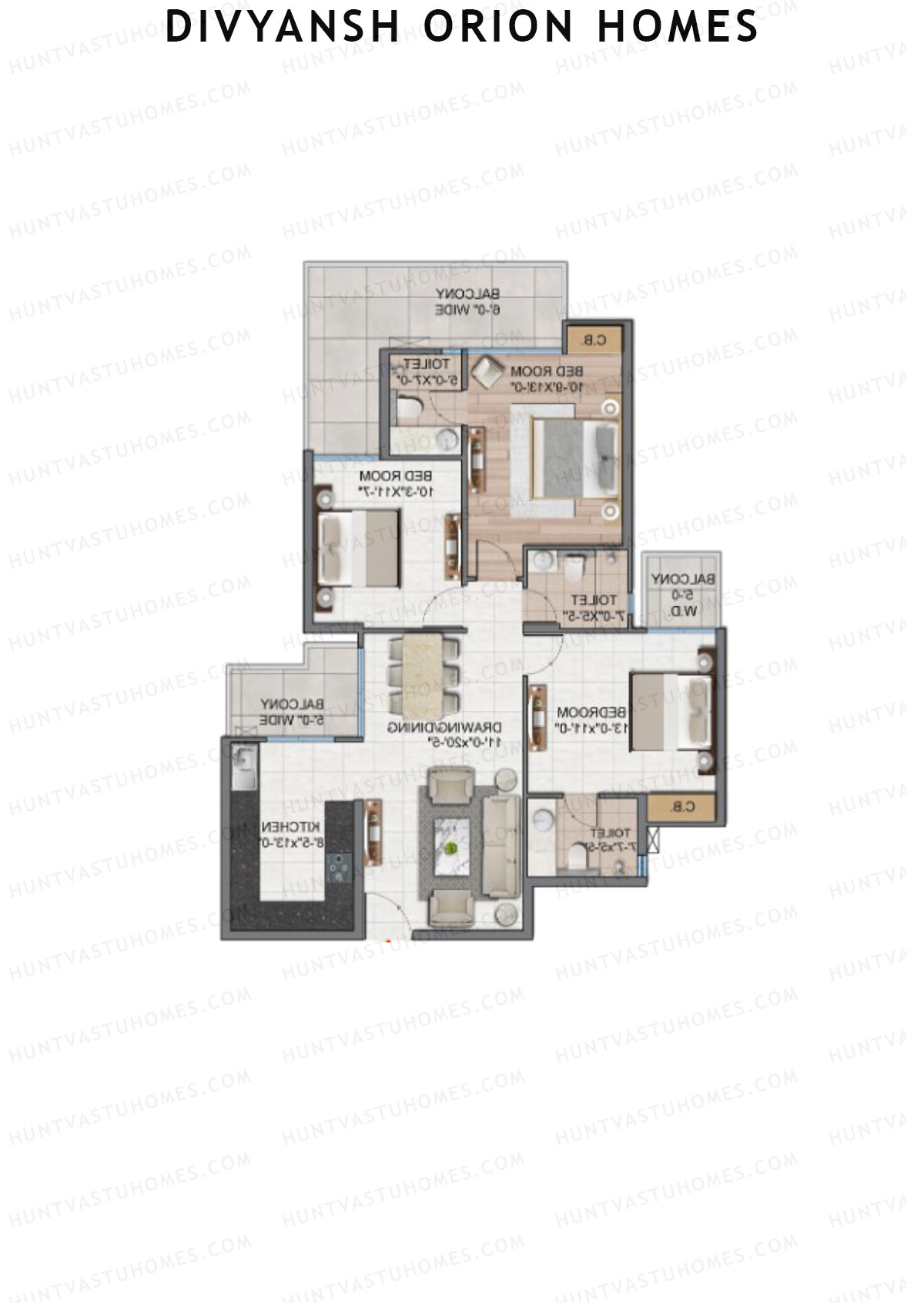 Divyansh Orion Homes Wing B Unit 3 Floor Plan