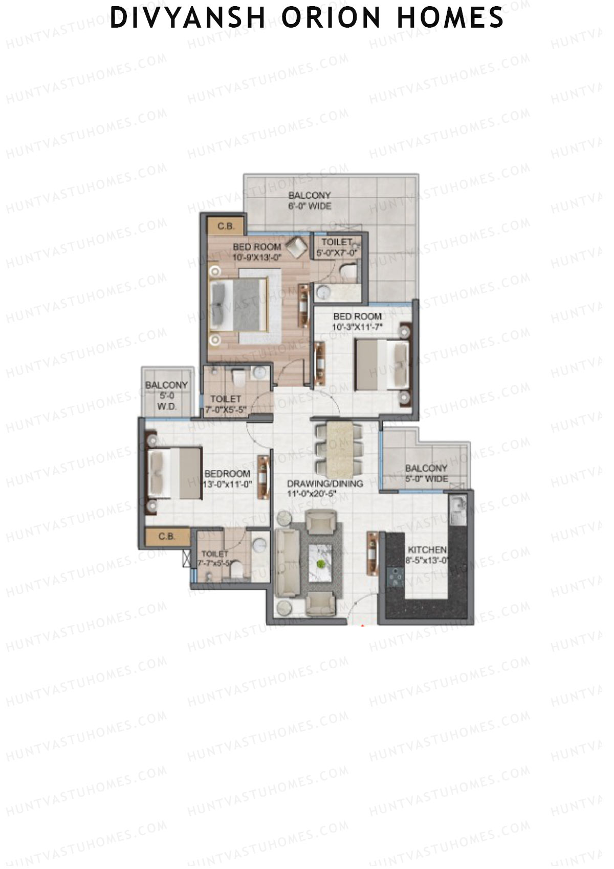 Divyansh Orion Homes Wing B Unit 4 Floor Plan
