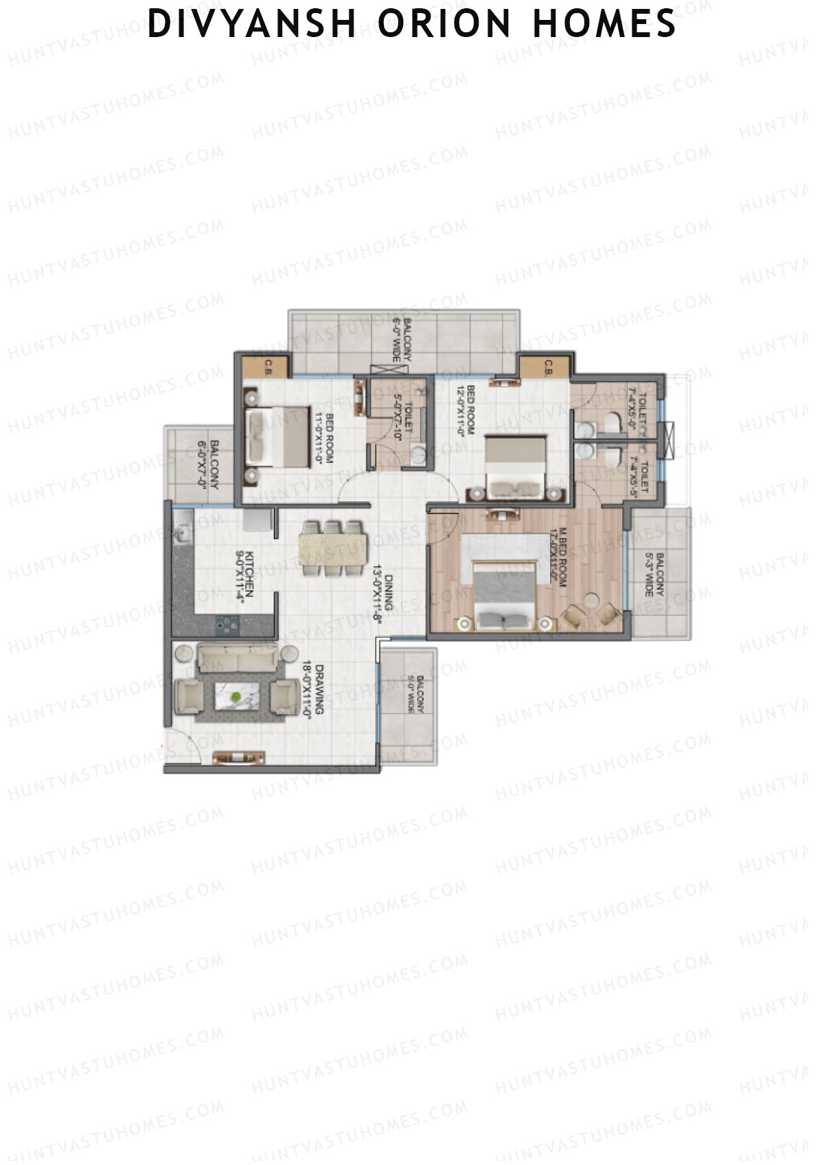 Divyansh Orion Homes Wing B Unit 5 Floor Plan
