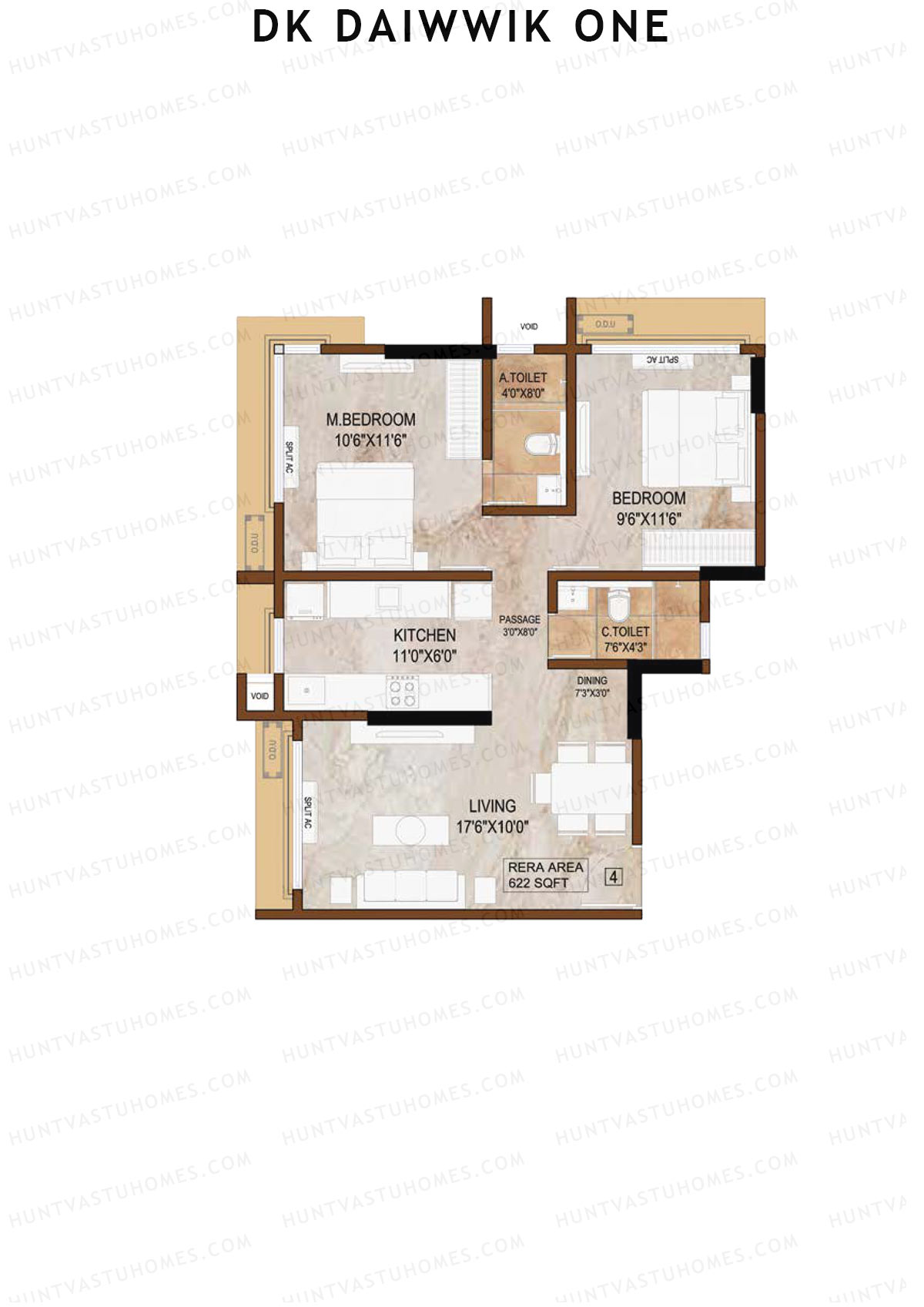 DK Daiwwik One Tower 1 Unit 4 (Type 2) Floor Plan