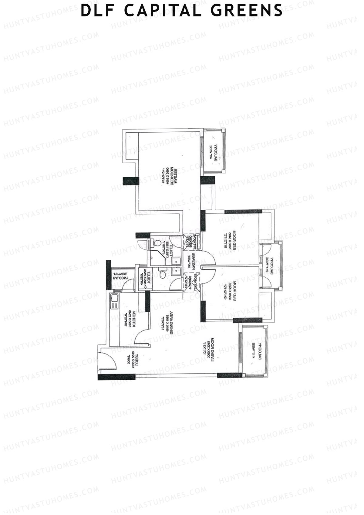 Dlf Capital Greens Tower B Unit 3 Floor Plan