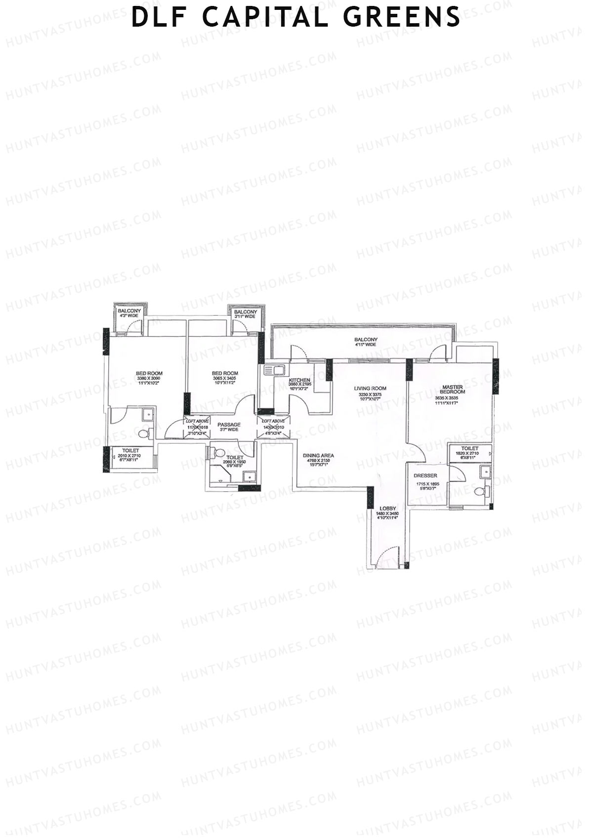 Dlf Capital Greens Tower D Unit 2 Floor Plan