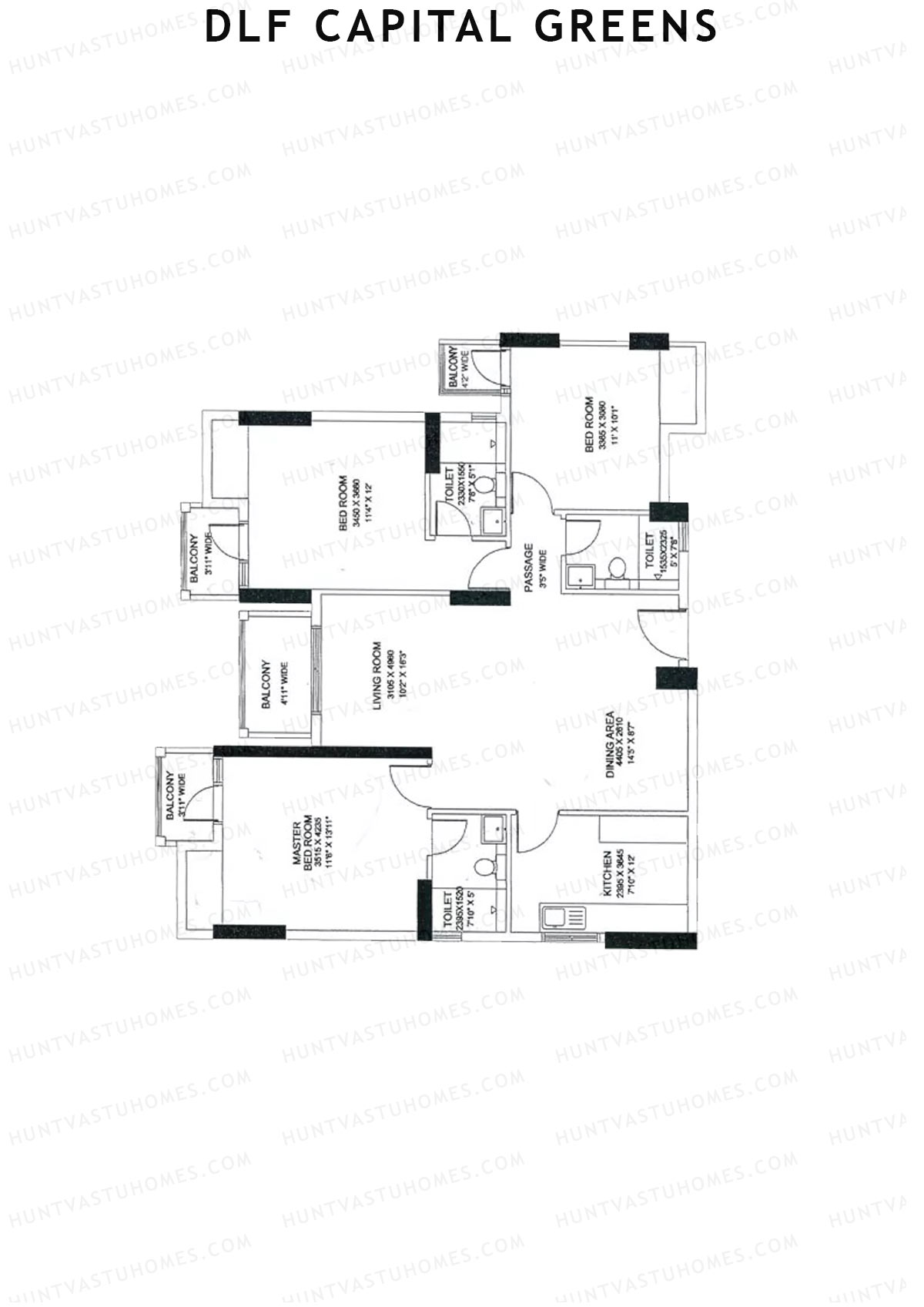 Dlf Capital Greens Tower E Unit 1 Floor Plan
