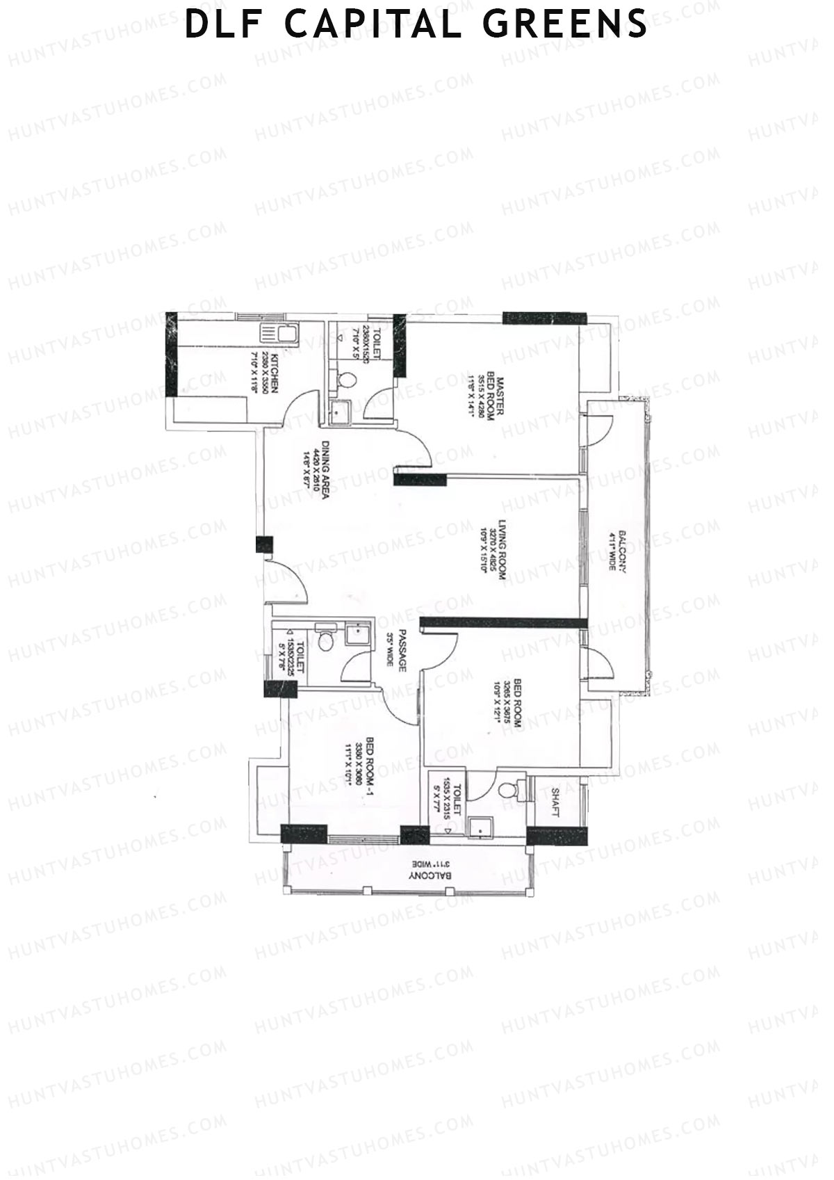 Dlf Capital Greens Tower E Unit 3 Floor Plan