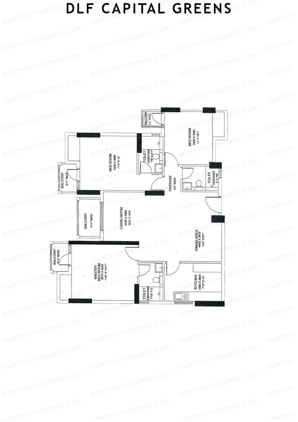 Dlf Capital Greens Tower F Unit 1 Floor Plan