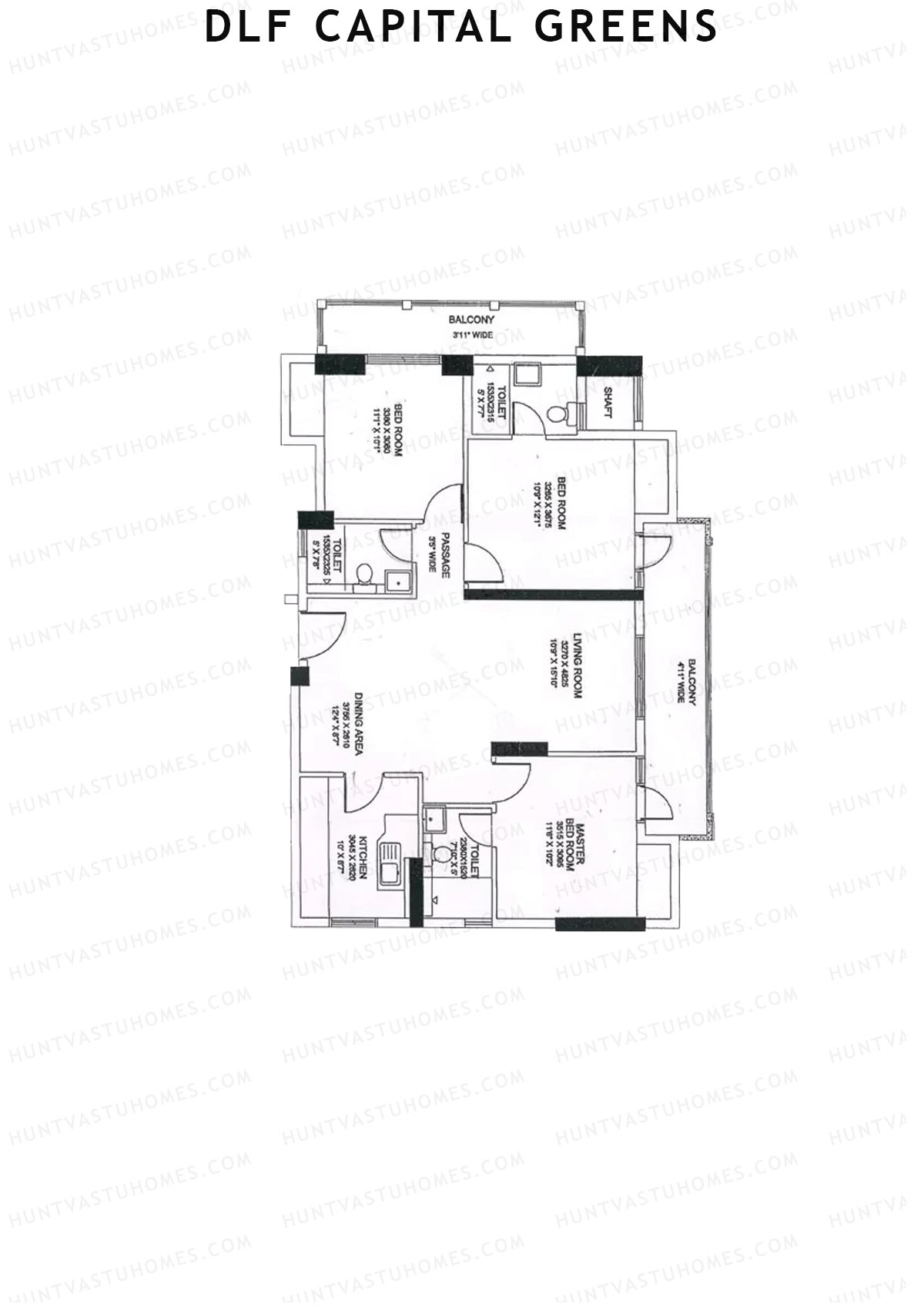 Dlf Capital Greens Tower F Unit 3 Floor Plan