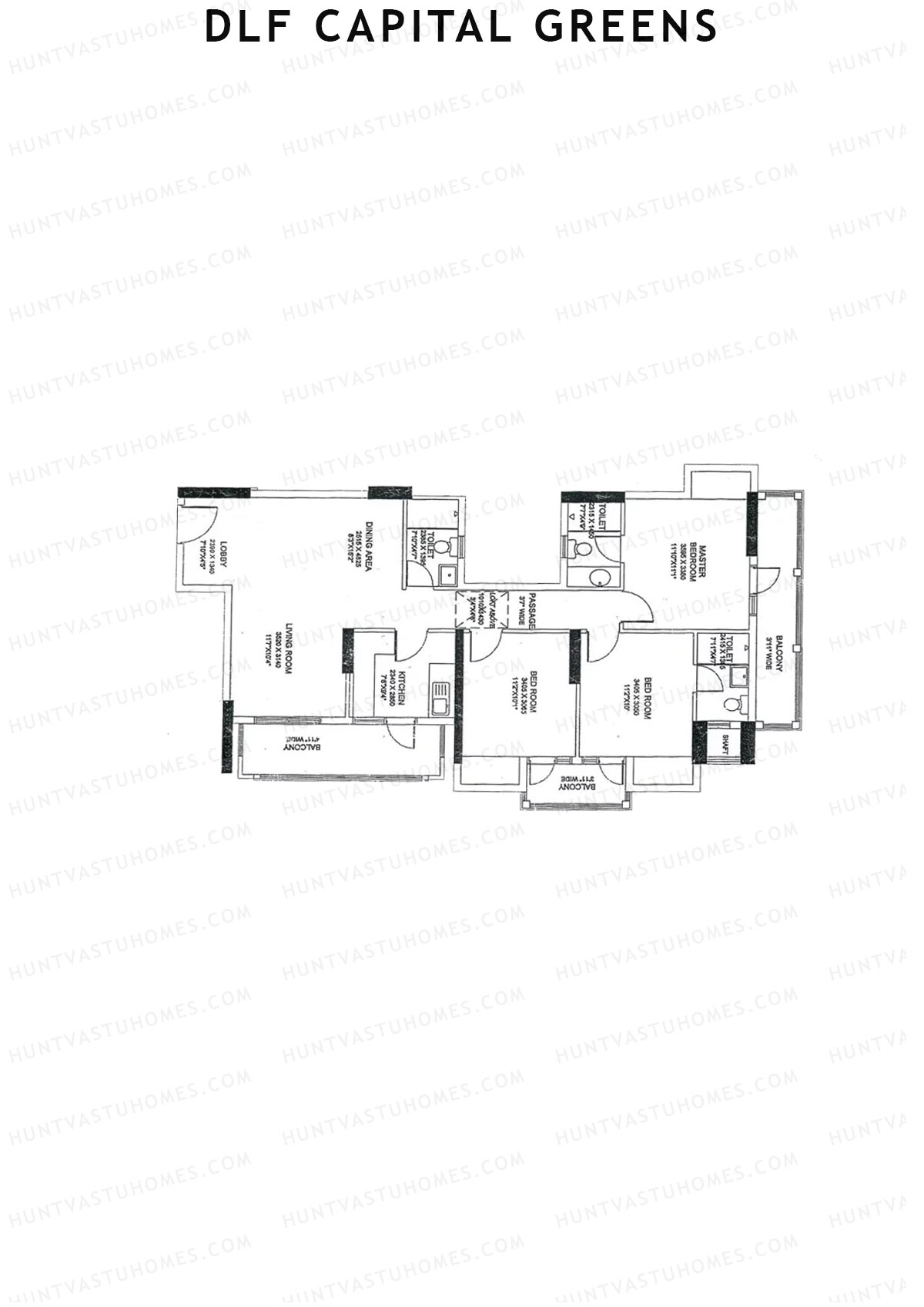 Dlf Capital Greens Tower G Unit 3 Floor Plan