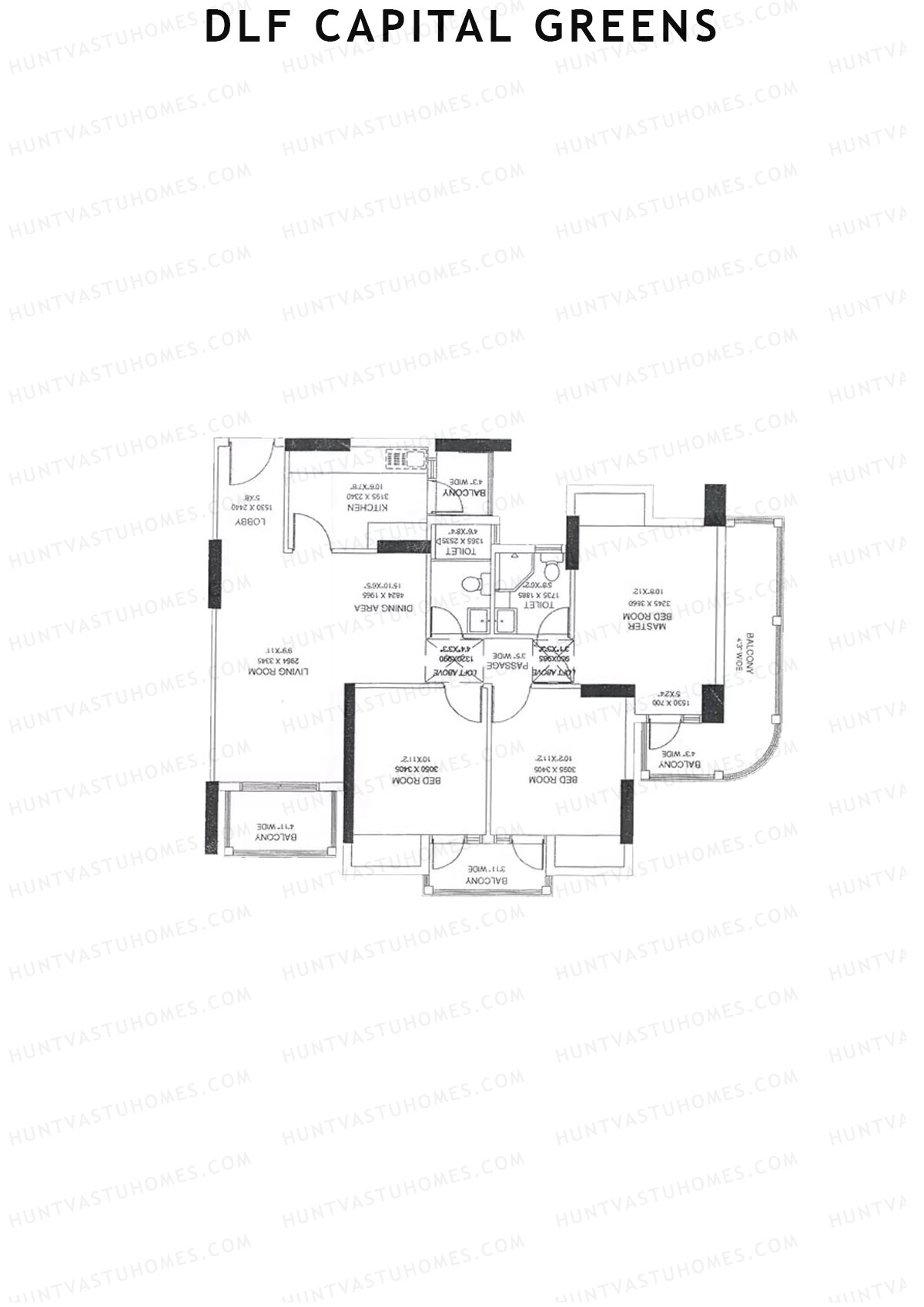 Dlf Capital Greens Tower H Unit 1 Floor Plan