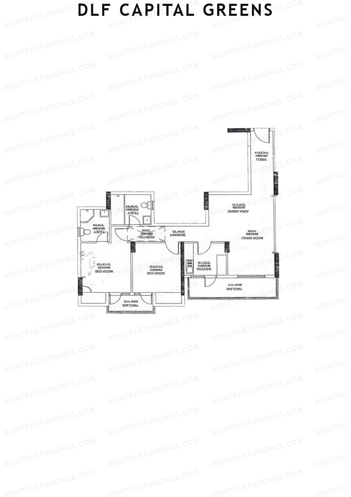 Dlf Capital Greens Tower H Unit 2 Floor Plan