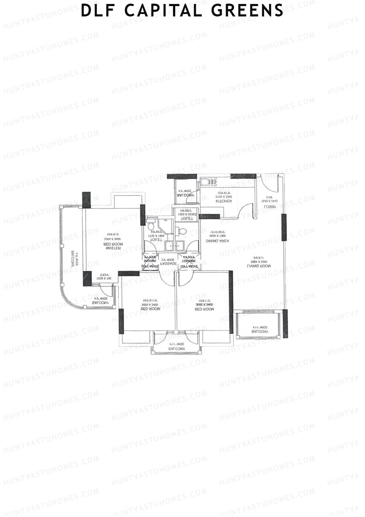 Dlf Capital Greens Tower H Unit 3 Floor Plan