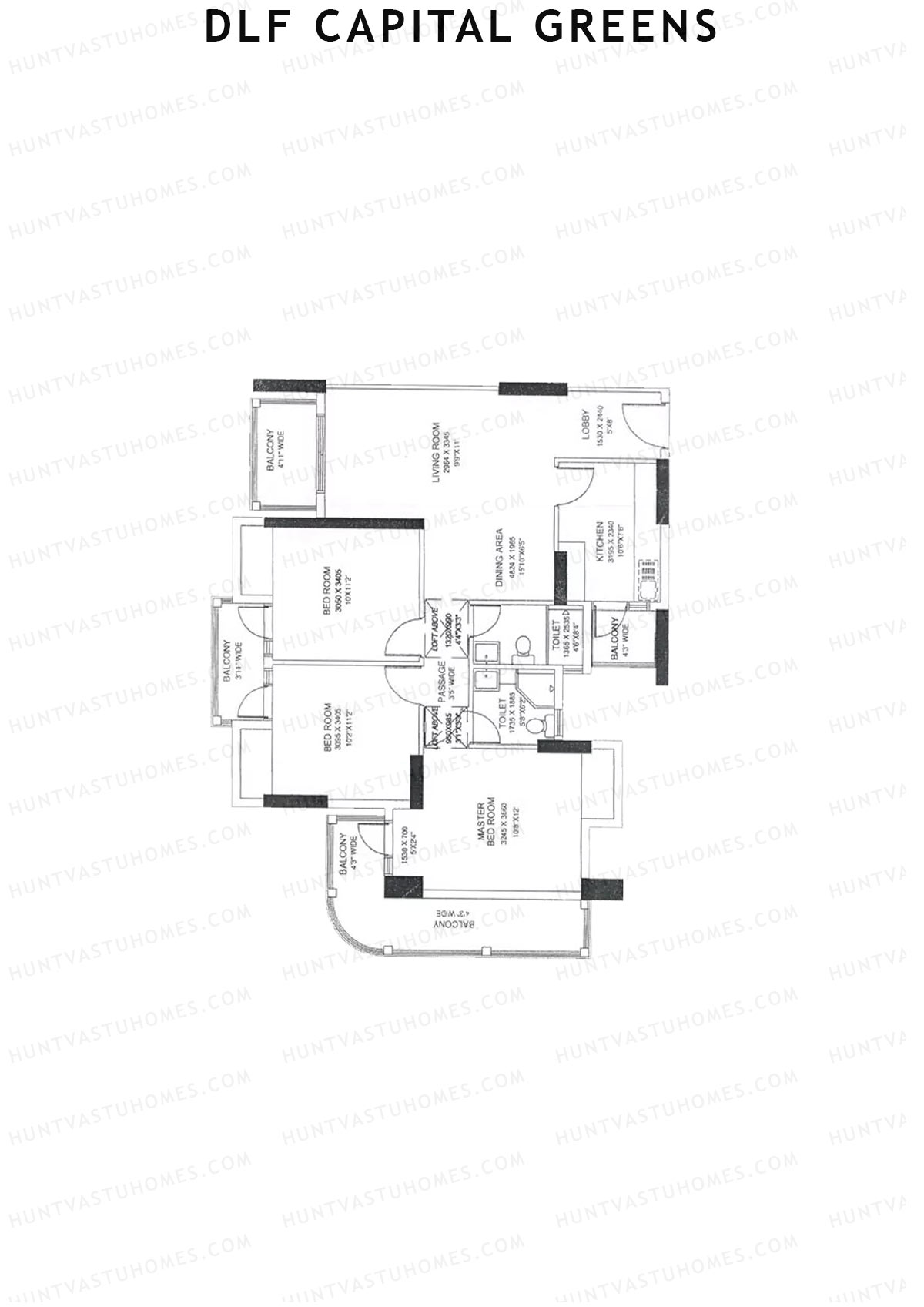 Dlf Capital Greens Tower J Unit 1 Floor Plan
