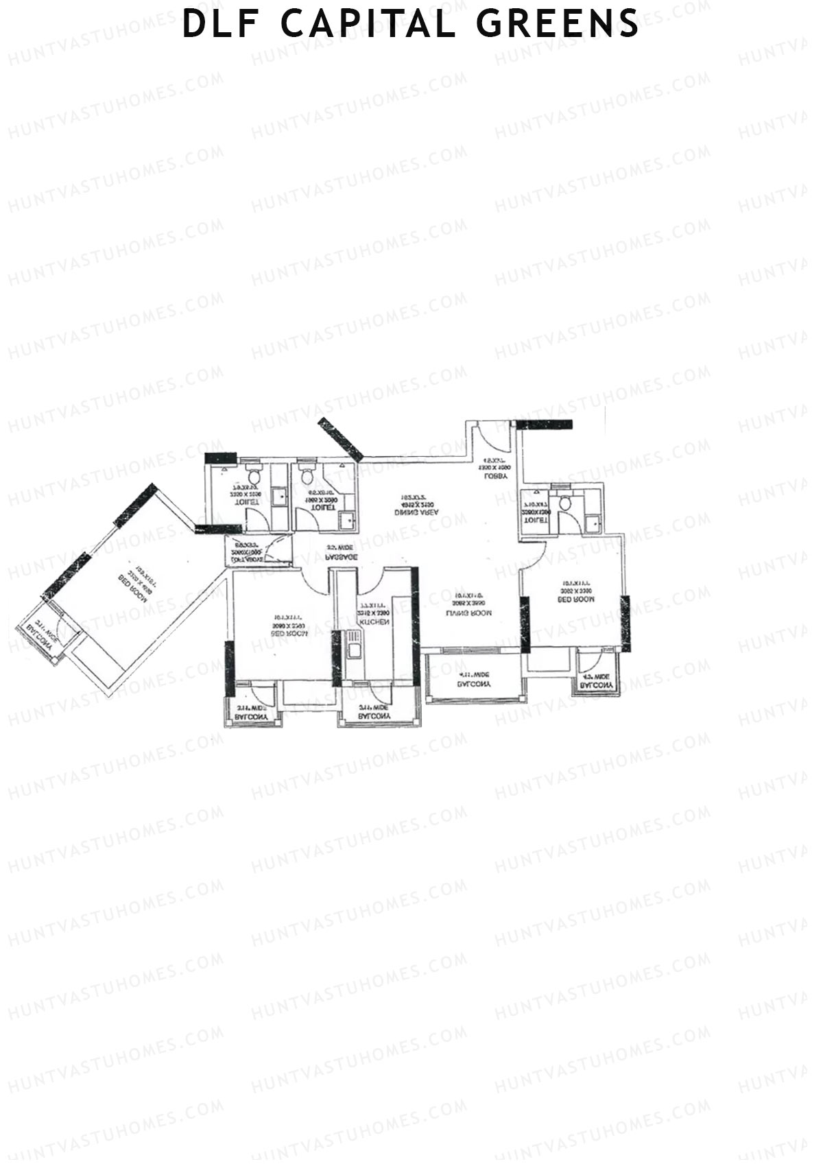 Dlf Capital Greens Tower K Unit 3 Floor Plan