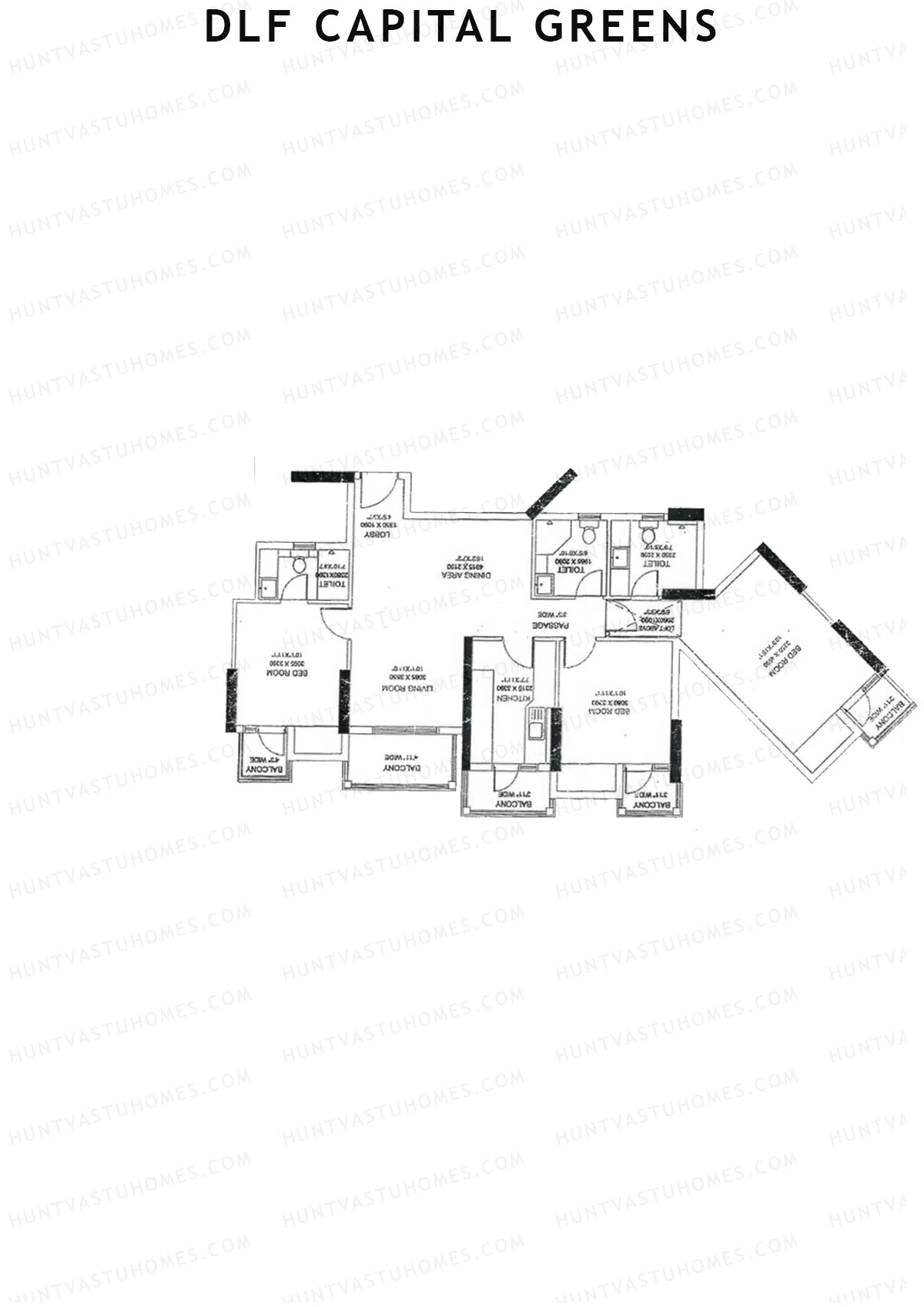 Dlf Capital Greens Tower L Unit 3 Floor Plan