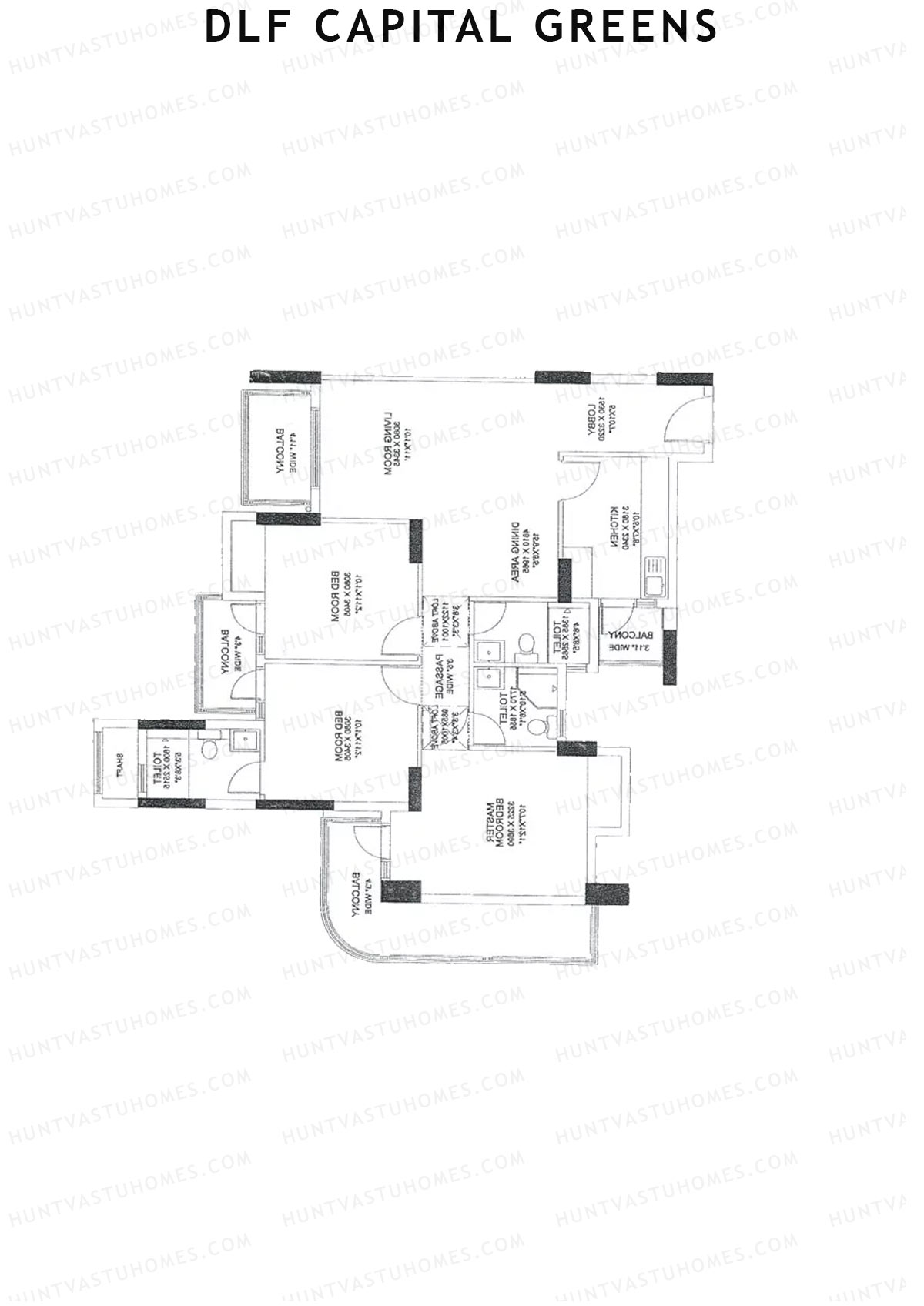 Dlf Capital Greens Tower M Unit 3 Floor Plan
