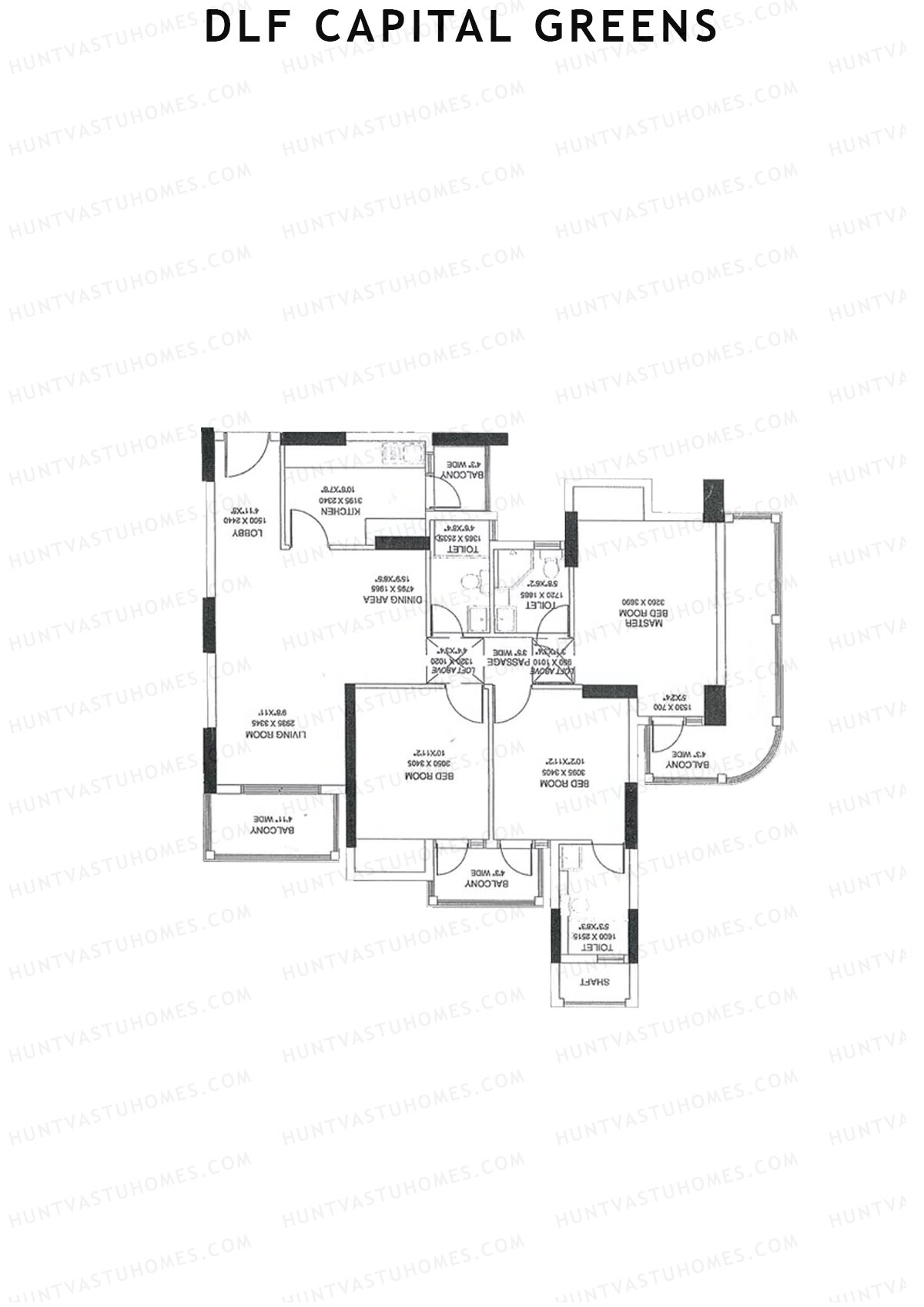 Dlf Capital Greens Tower N Unit 1 Floor Plan