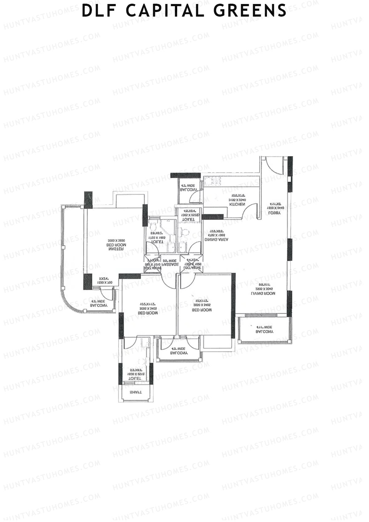 Dlf Capital Greens Tower N Unit 3 Floor Plan