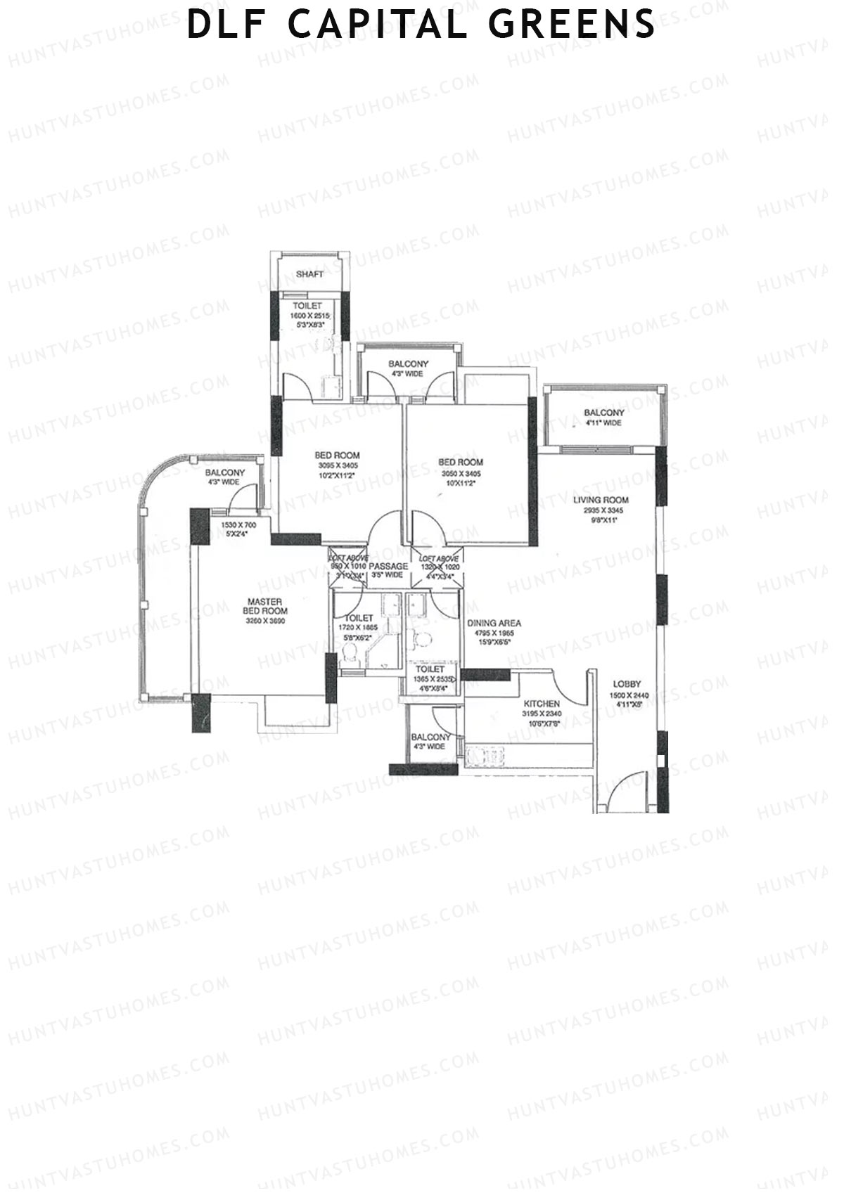 Dlf Capital Greens Tower N Unit 4 Floor Plan