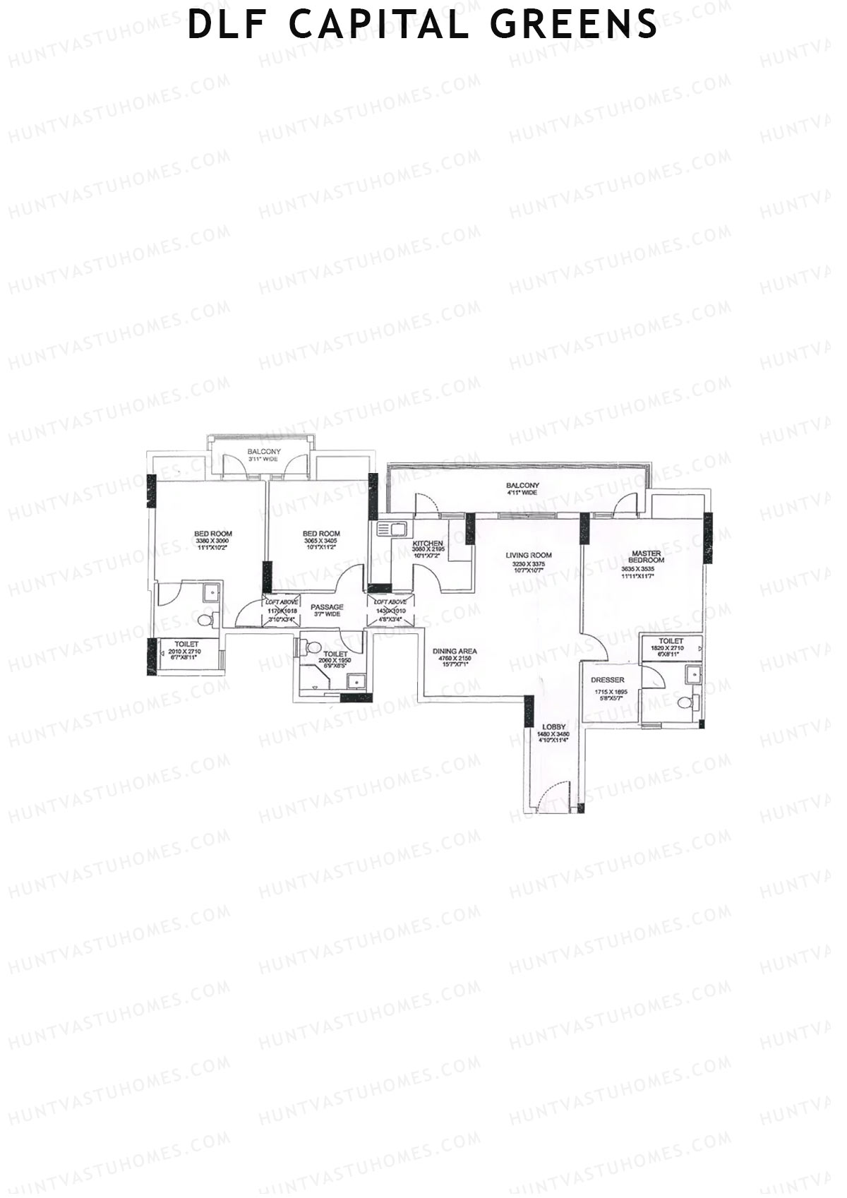 Dlf Capital Greens Tower P Unit 2 Floor Plan