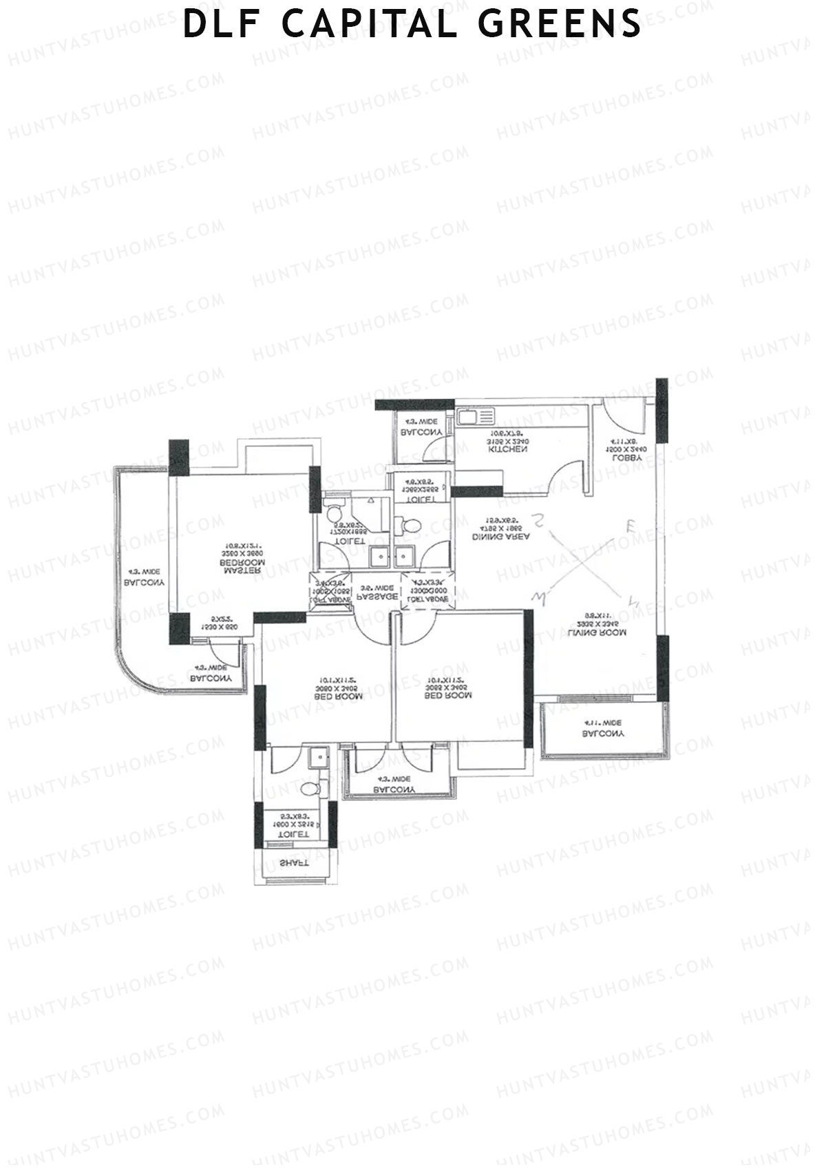 Dlf Capital Greens Tower P Unit 3 Floor Plan