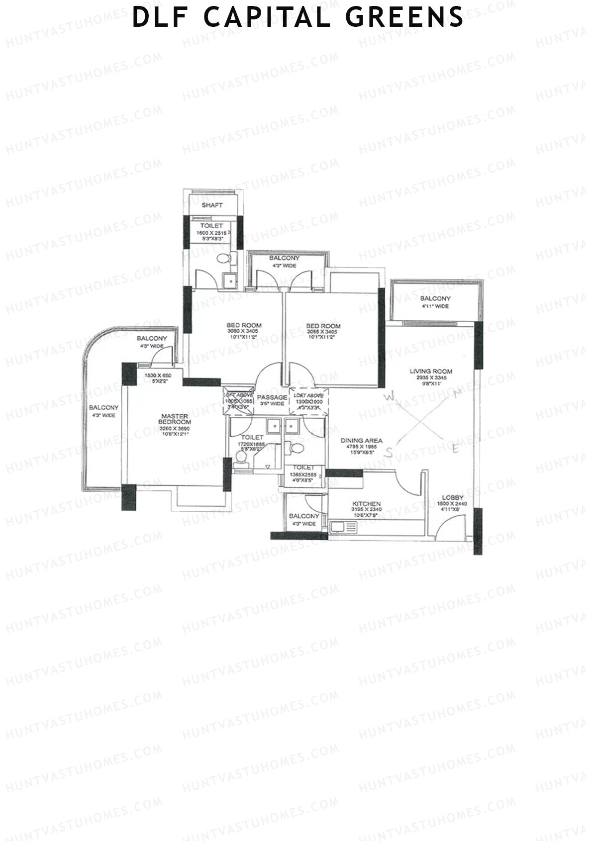 Dlf Capital Greens Tower P Unit 4 Floor Plan