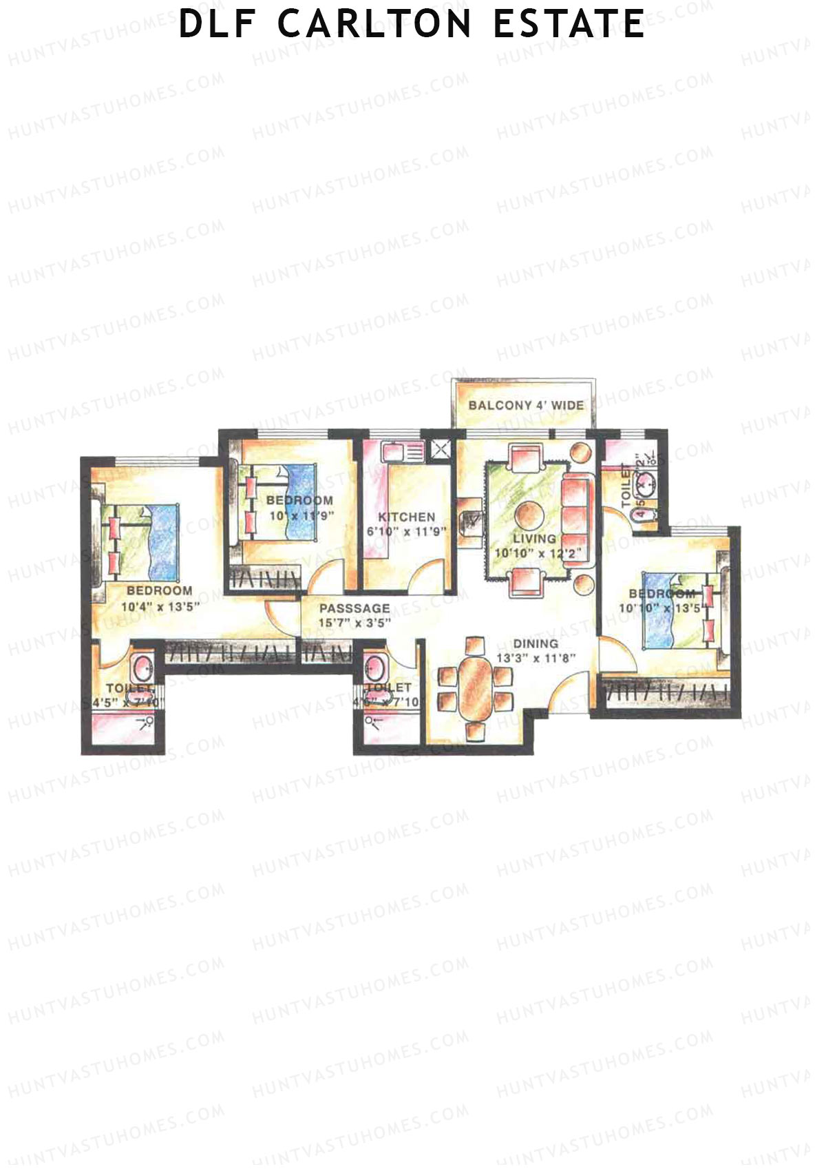 DLF Carlton Estate Tower 1 Wing A Unit 1 Floor Plan