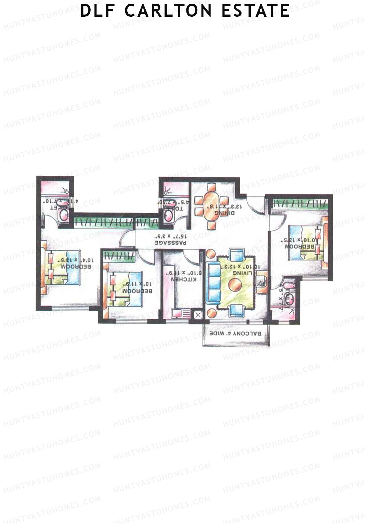 DLF Carlton Estate Tower 1 Wing A Unit 2 Floor Plan