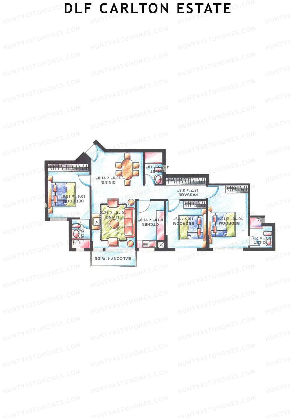 DLF Carlton Estate Tower 1 Wing A Unit 3 Floor Plan