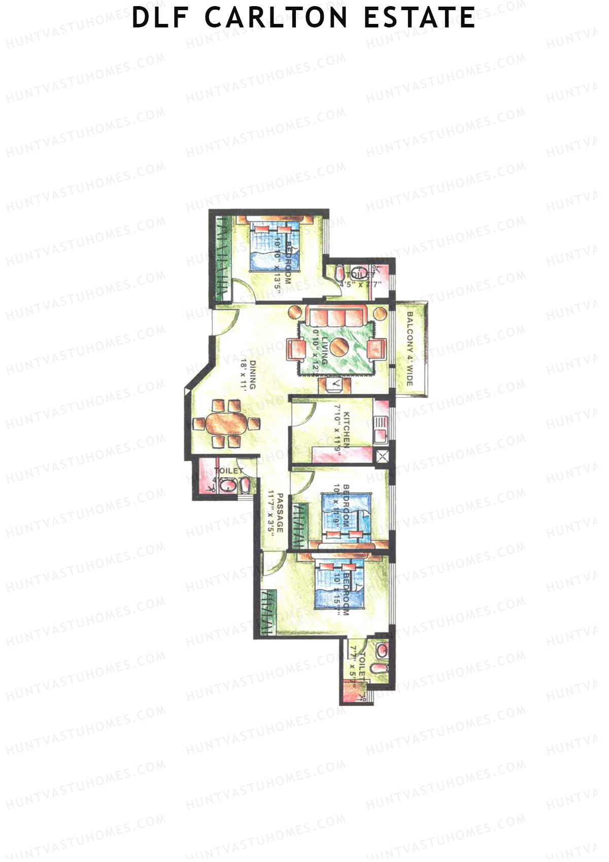 DLF Carlton Estate Tower 1 Wing A Unit 4 Floor Plan