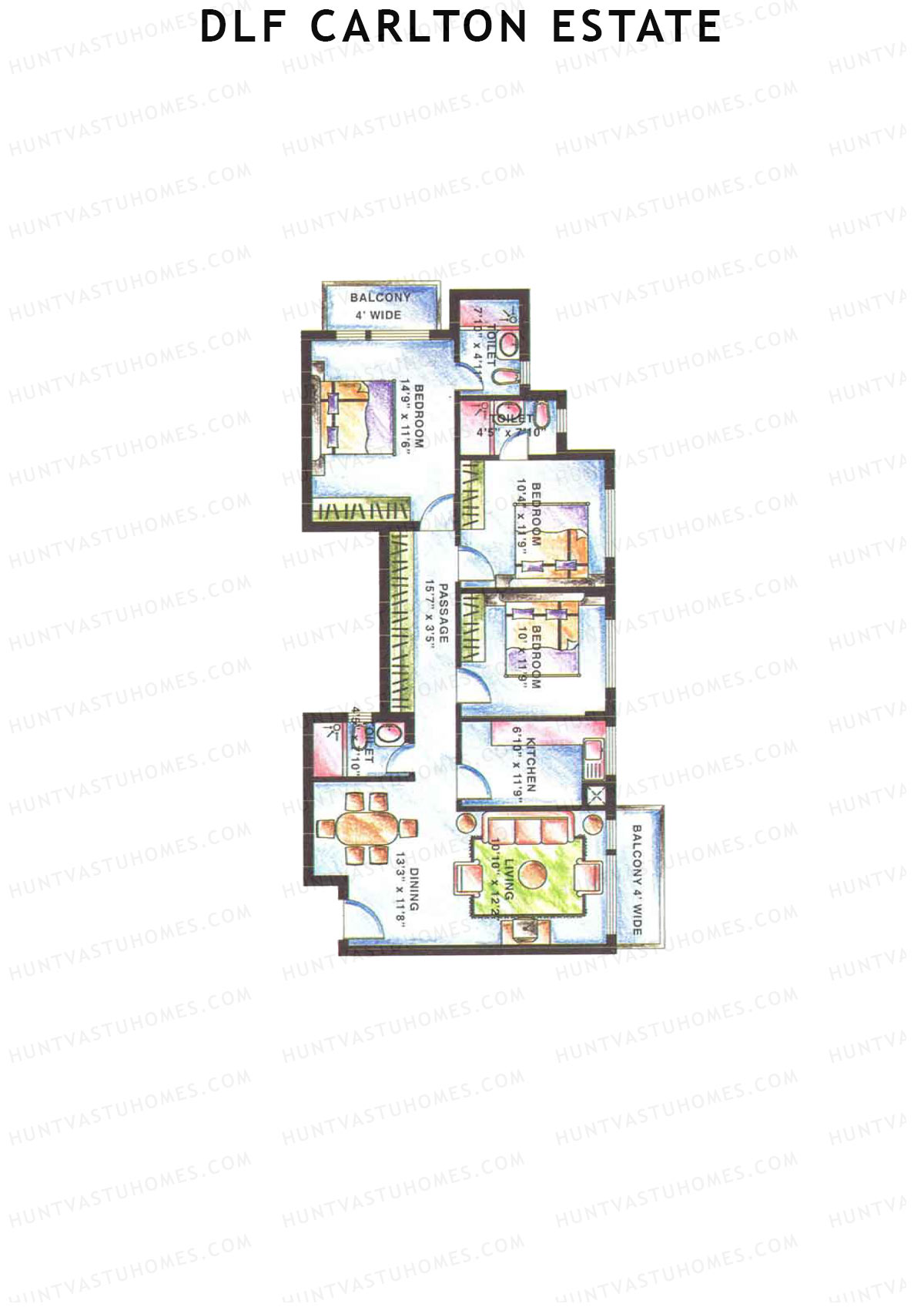 DLF Carlton Estate Tower 1 Wing A Unit 5 Floor Plan