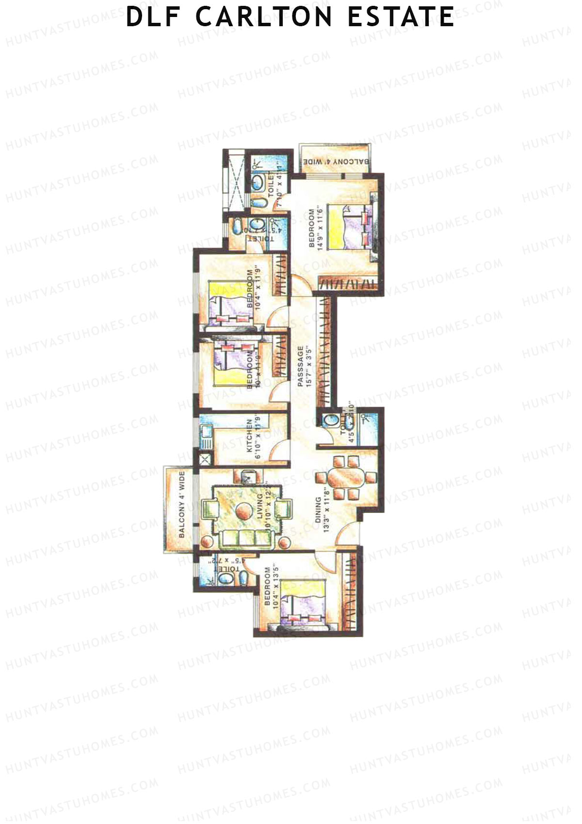 DLF Carlton Estate Tower 1 Wing A Unit 6 Floor Plan