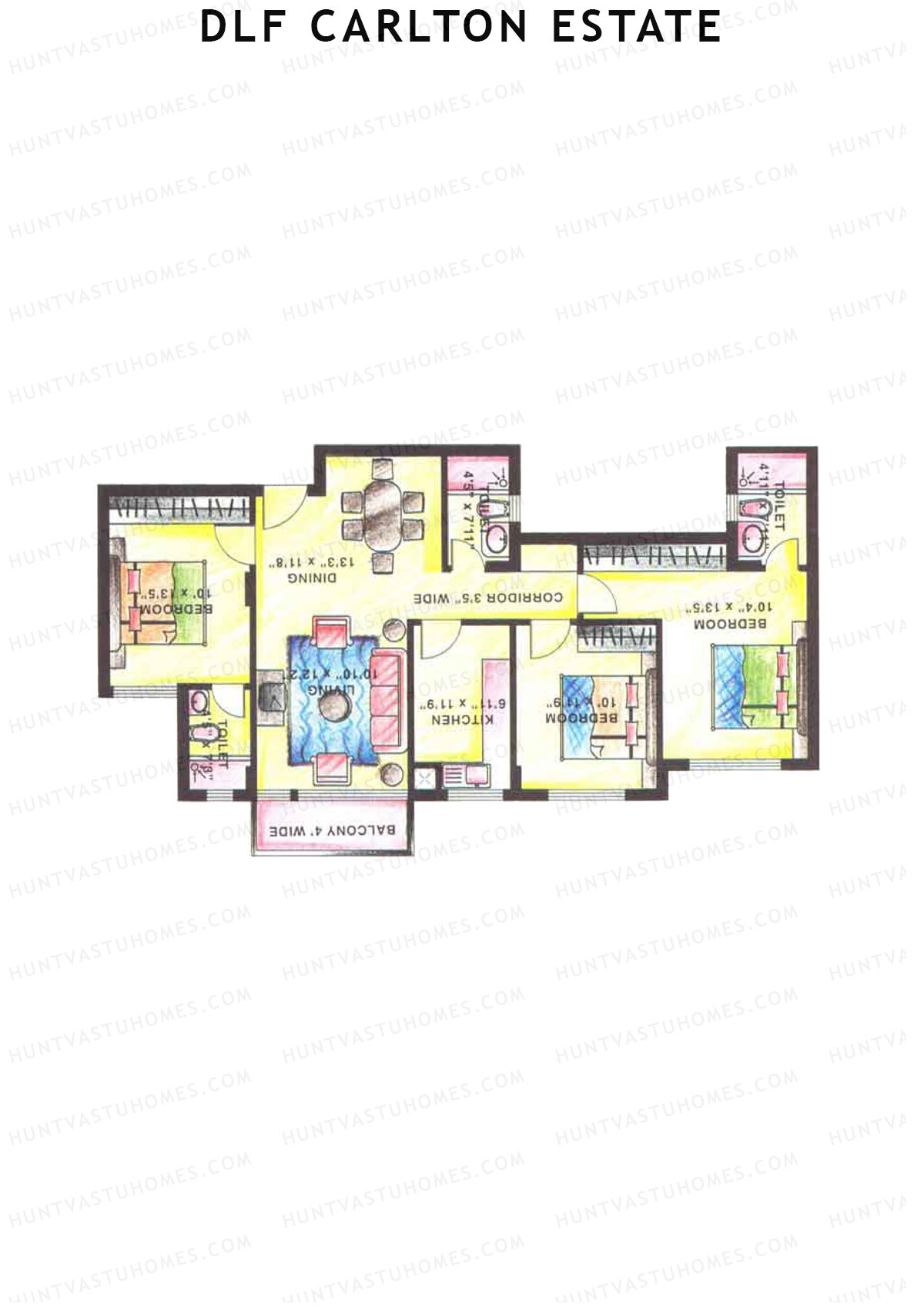 DLF Carlton Estate Tower 1 Wing B Unit 2 Floor Plan