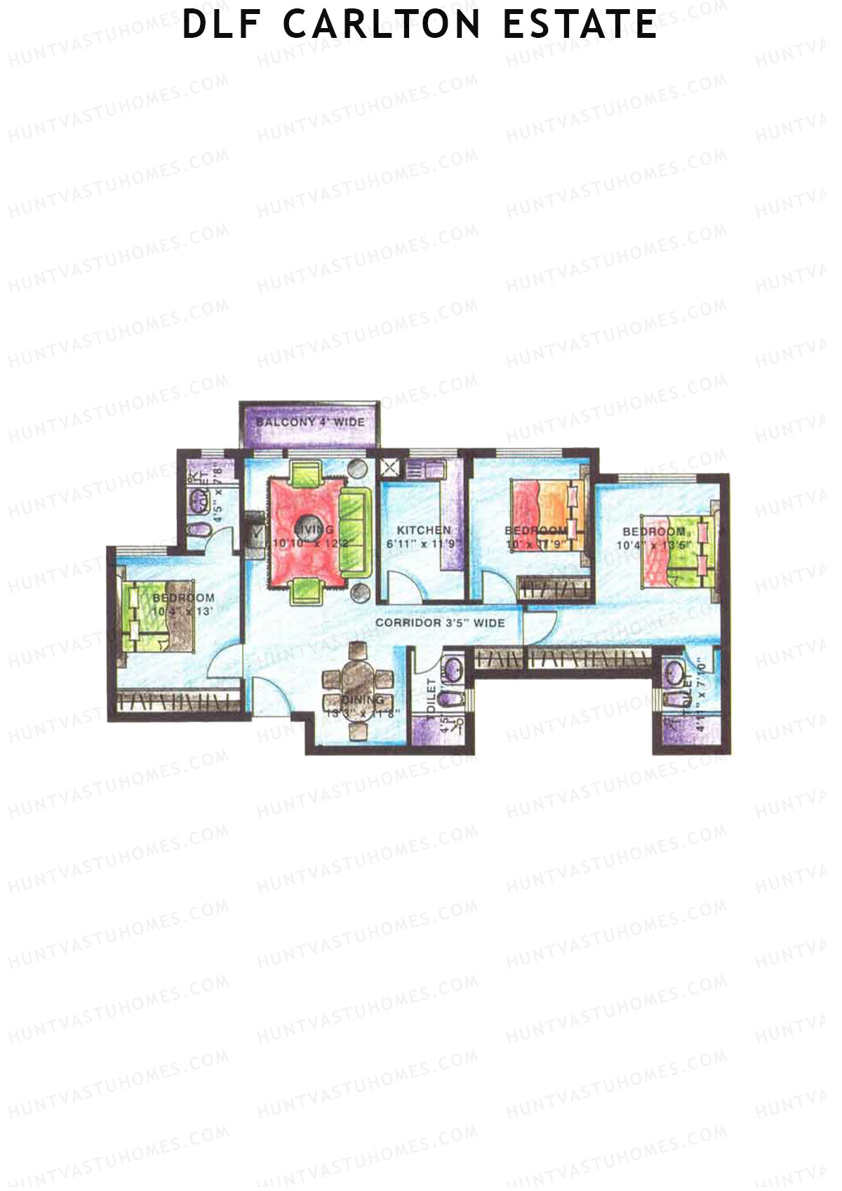 DLF Carlton Estate Tower 1 Wing C Unit 1 Floor Plan