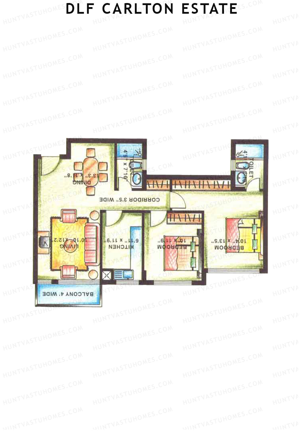 DLF Carlton Estate Tower 1 Wing C Unit 2 Floor Plan