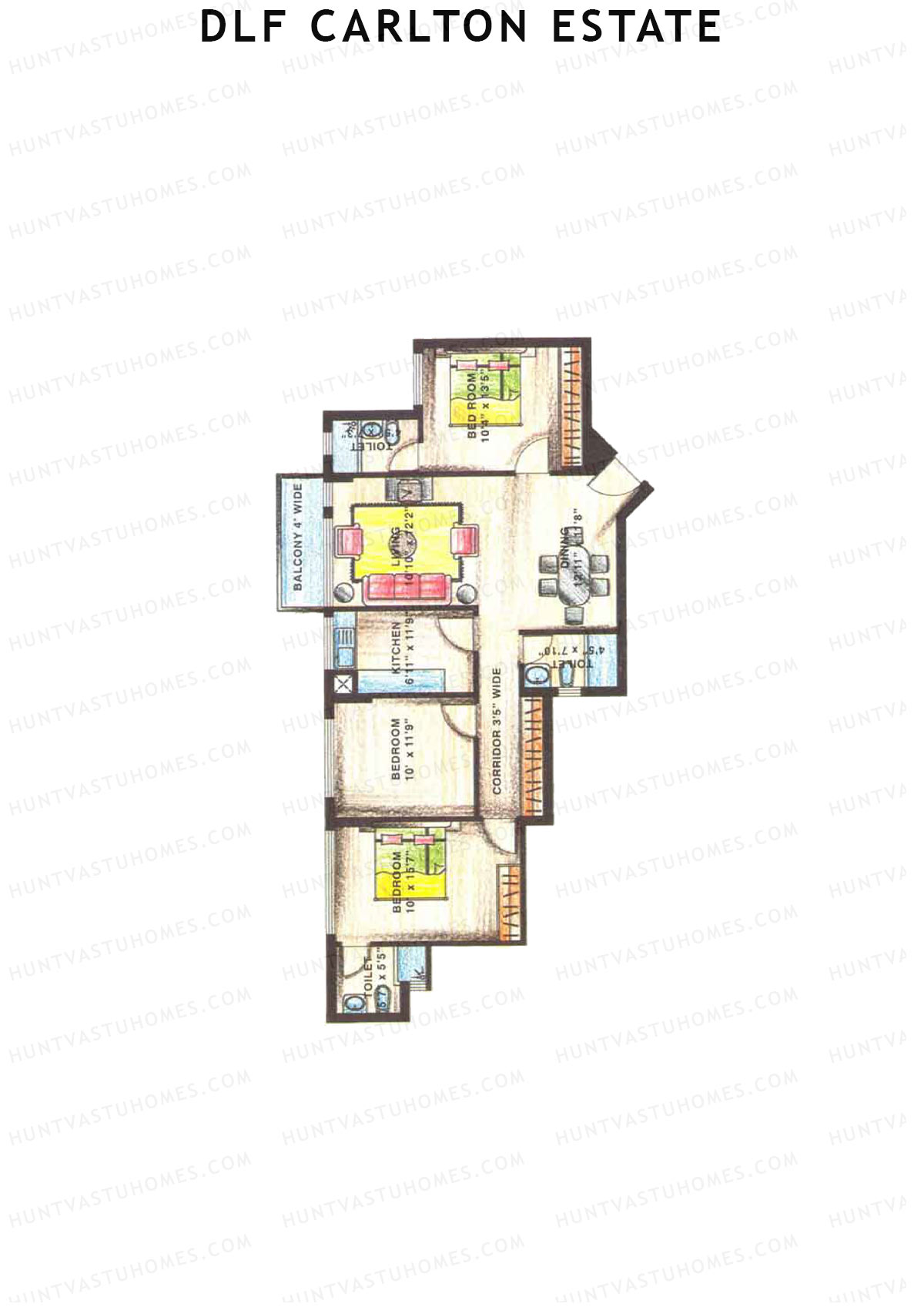 DLF Carlton Estate Tower 1 Wing C Unit 4 Floor Plan