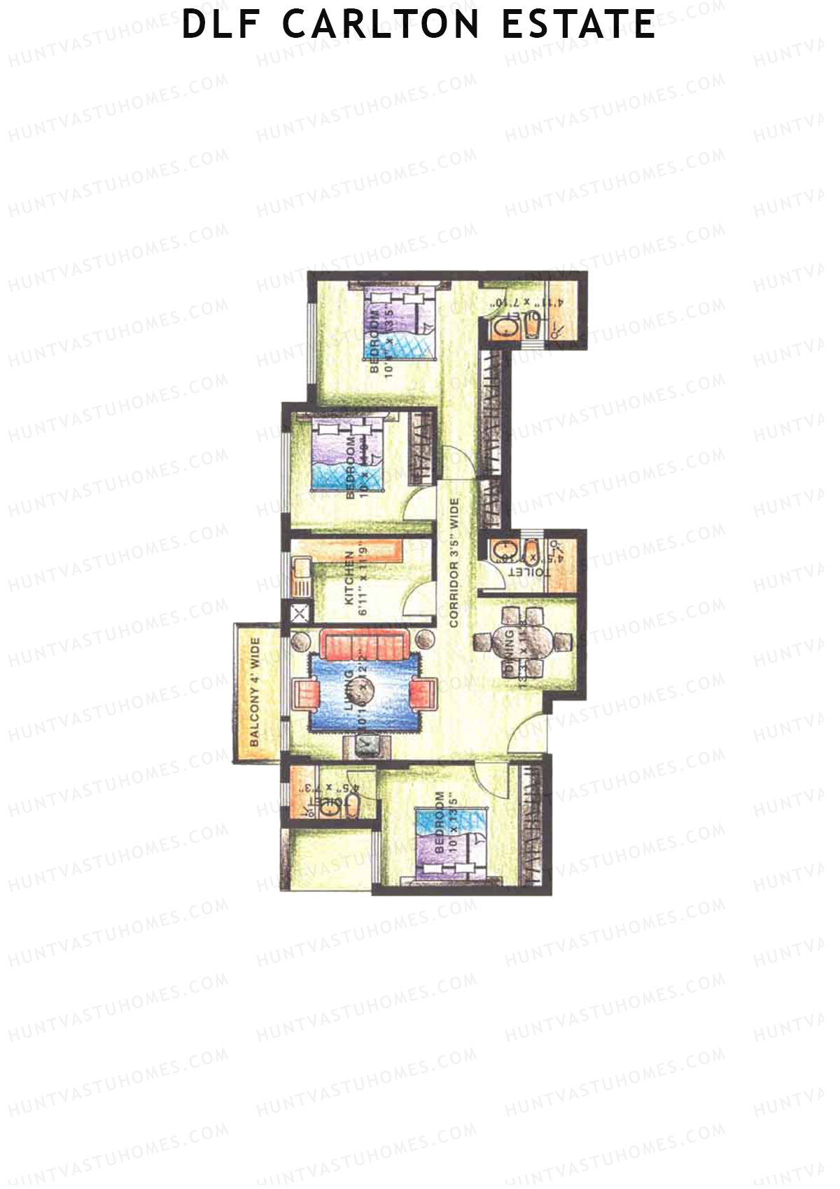 DLF Carlton Estate Tower 1 Wing C Unit 5 Floor Plan